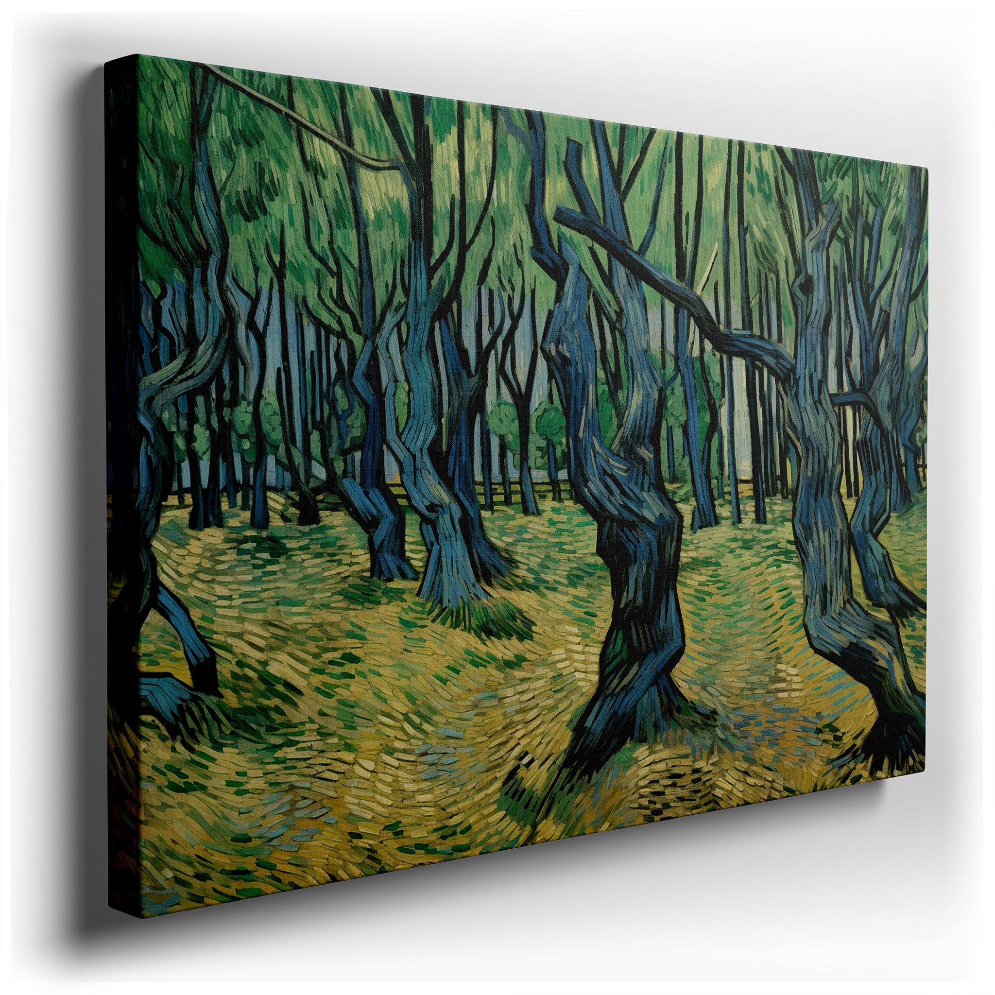 Dynamic Nature's Palette: Twisting Trees and Luminous Hues - Large Canvas Wall Art for Office, Bedroom, and Living Room