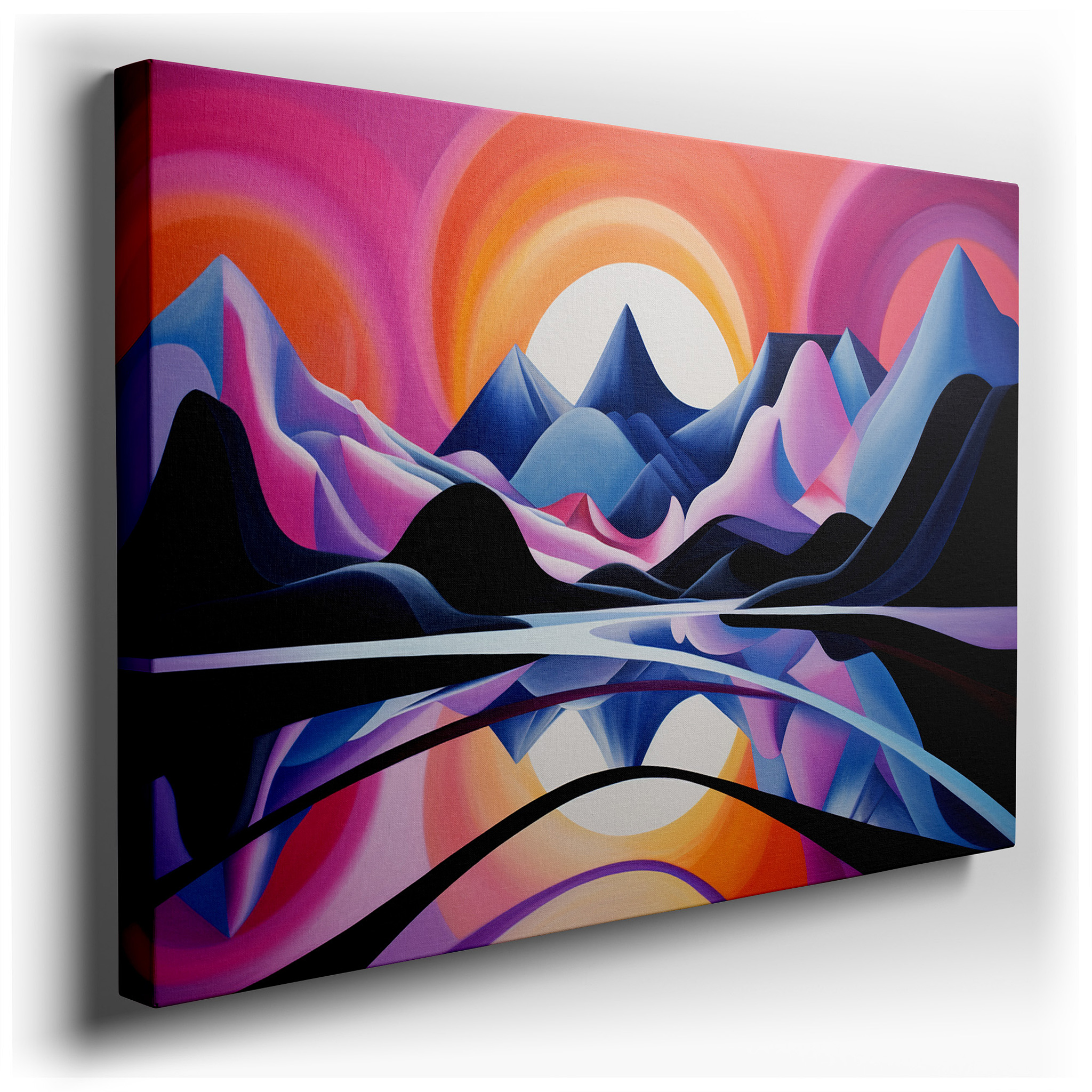 Dynamic Nature: Vivid Mountains and Serene Waters Large Canvas Wall Art for Office and Bedroom Decor wrapped canvas -