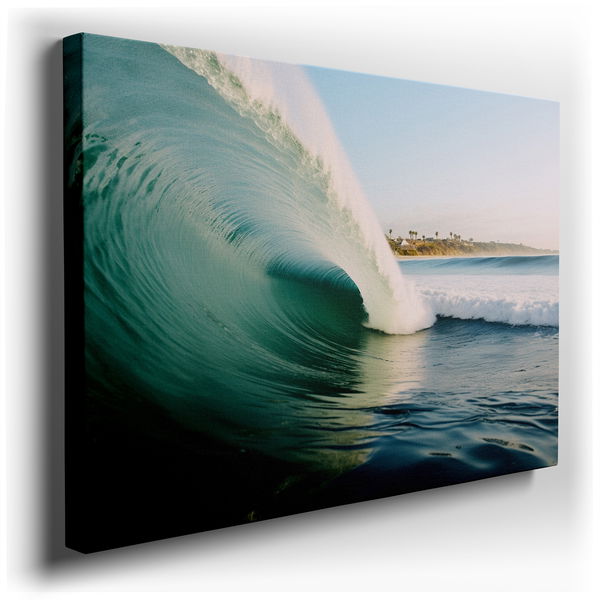 Dynamic Ocean Wave - Teal and White Canvas Wall Art