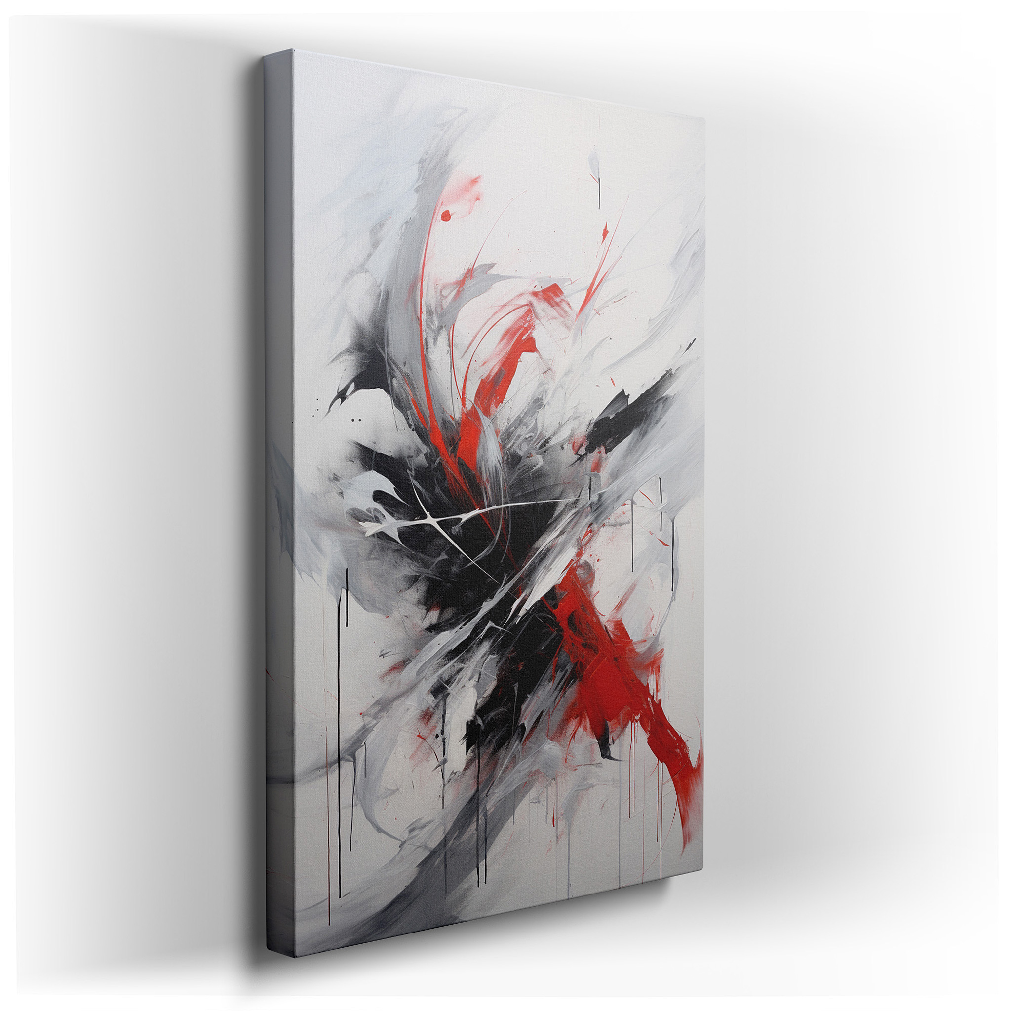 Dynamic Tension in Black, Red, and White: A Visual and Emotional Storm - Large Wall Art, Canvas Wall Art, Wall Decor