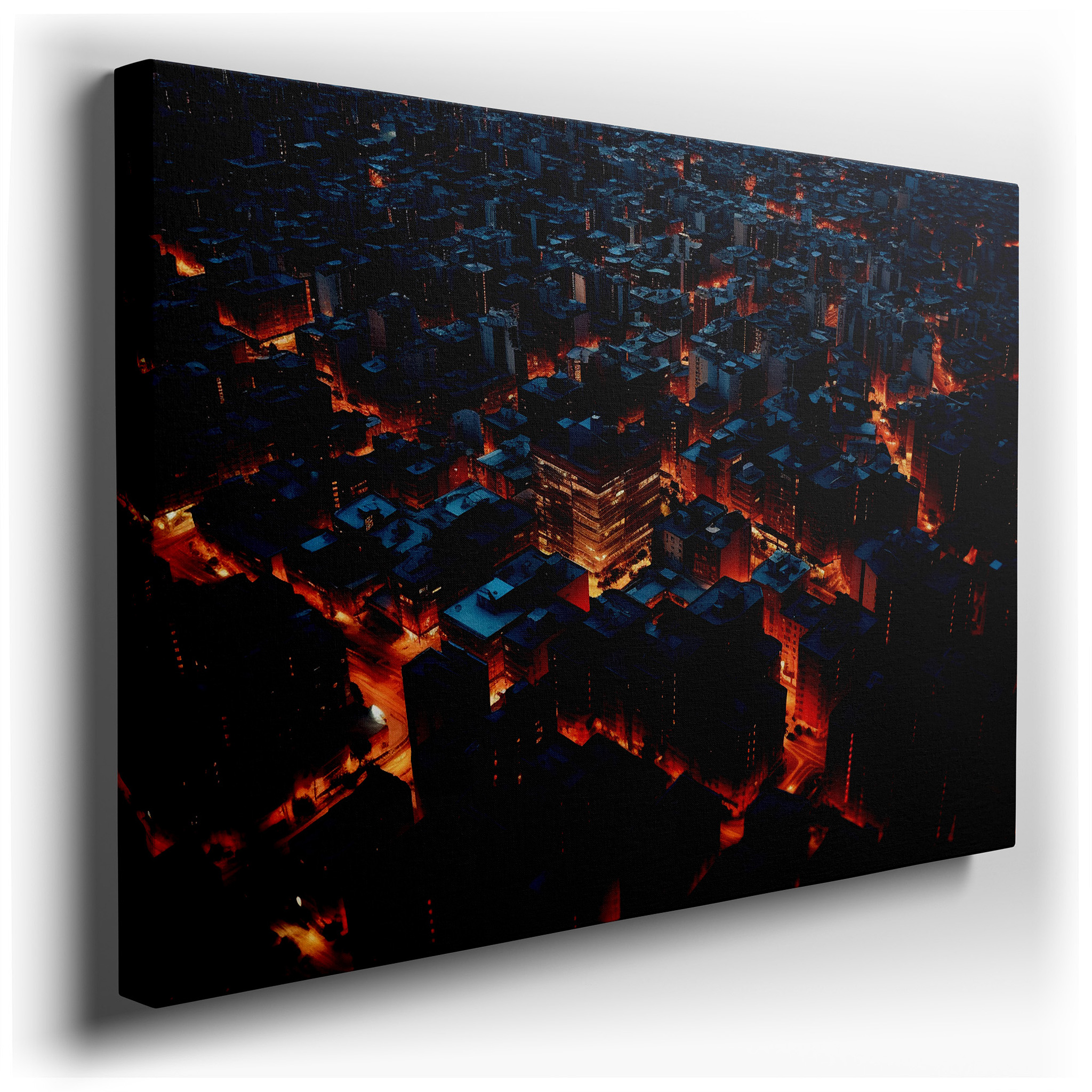 Dynamic Urban Nightscape with Golden Street Lights Large Canvas Wall Art for Office and Bedroom Decor wrapped canvas -
