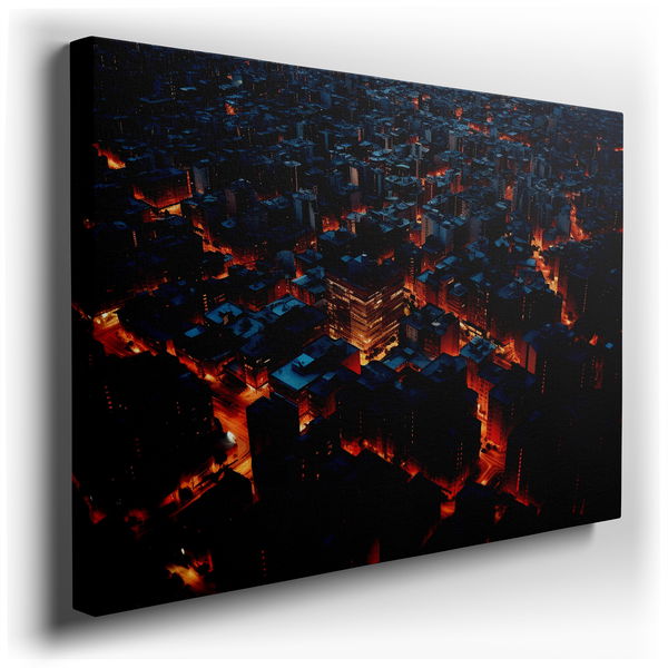 Dynamic Urban Nightscape - Abstract Canvas Wall Art