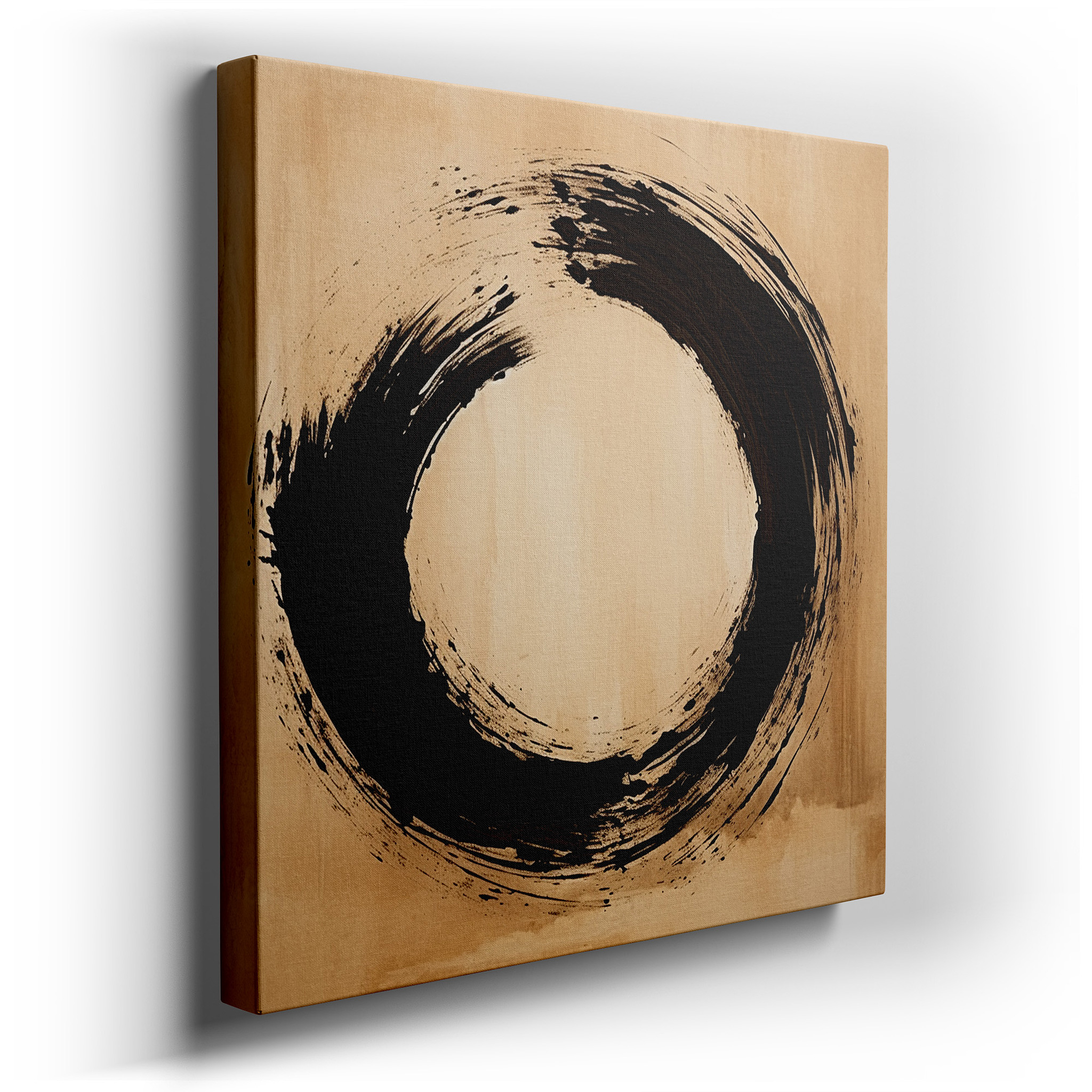 Earthy Tones Zen Circle of Enlightenment and Elegance Large Canvas Wall Art for Office, Bedroom, and Living Room Decor