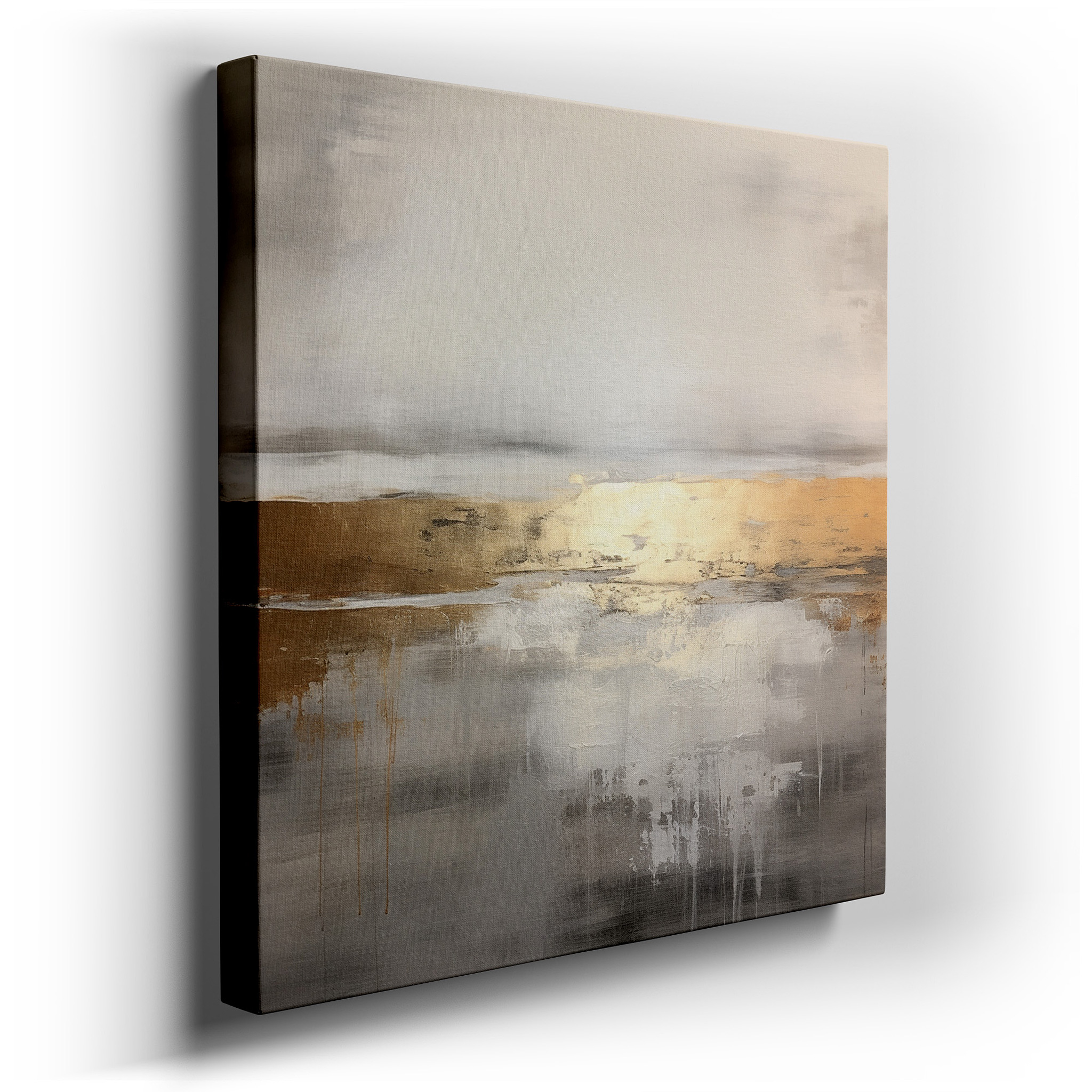 Elegant Abstract Art in Gold and Silver, Emblematic of Luxury and Elegance, Large Canvas Wall Art for Home and Office