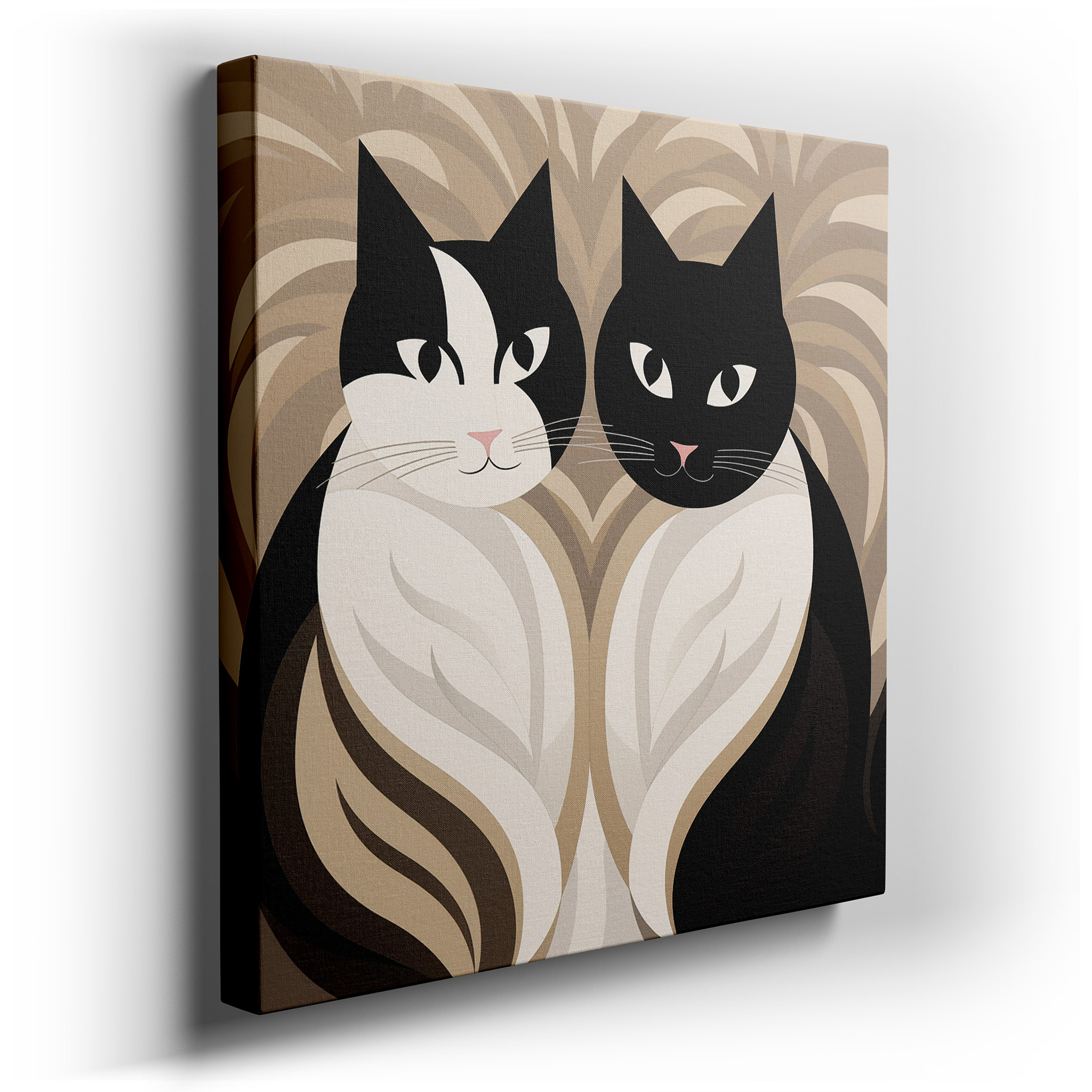 Elegant Black and White Cat Wall Art Showcasing Grace and Companionship, Ideal for Home and Office Decor, Available as