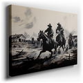 Elegant Black and White Horsemen - Large Canvas Wall Art