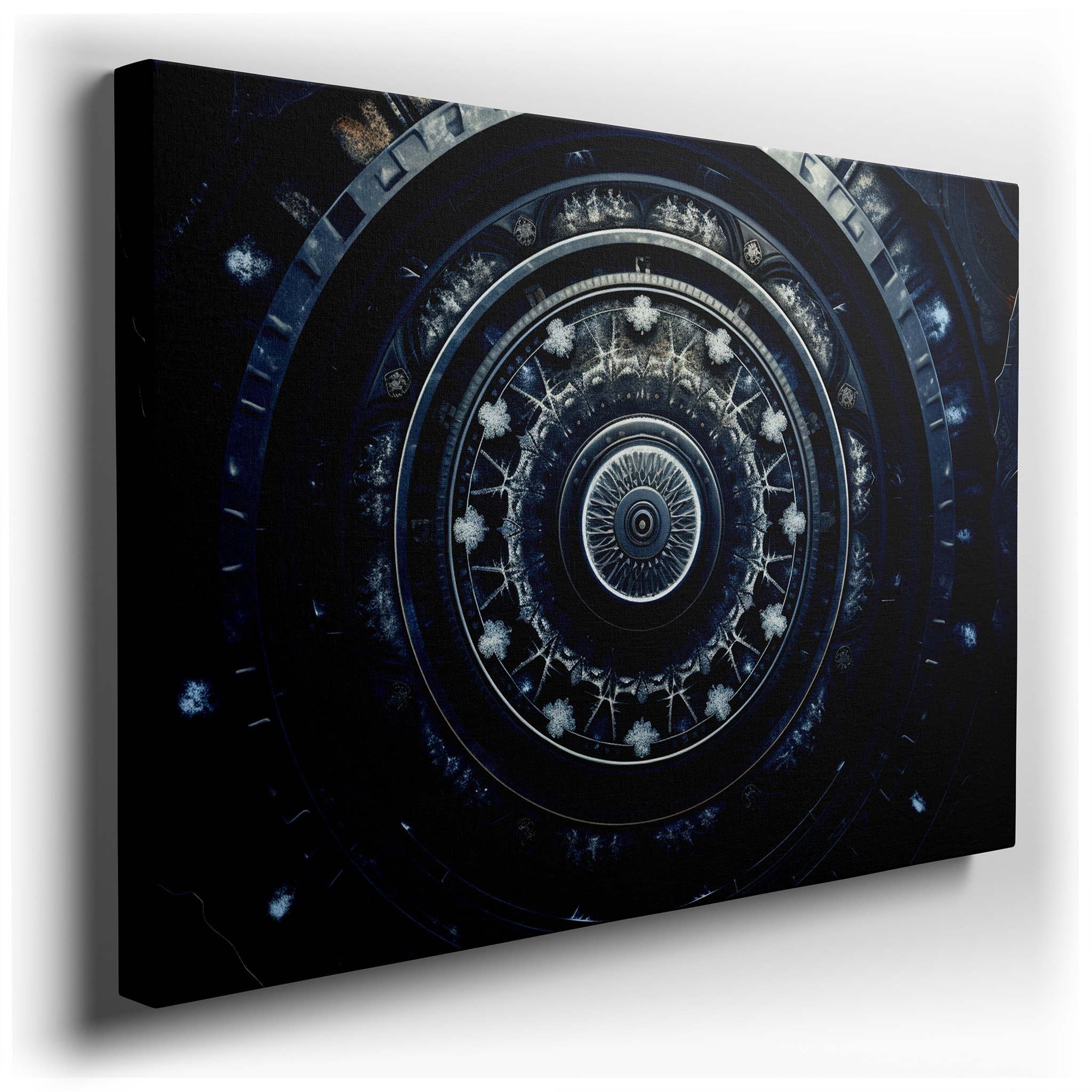 Elegant Circular Design with Metallic Highlights: Large Canvas Wall Art for Office and Bedroom Decor wrapped canvas -