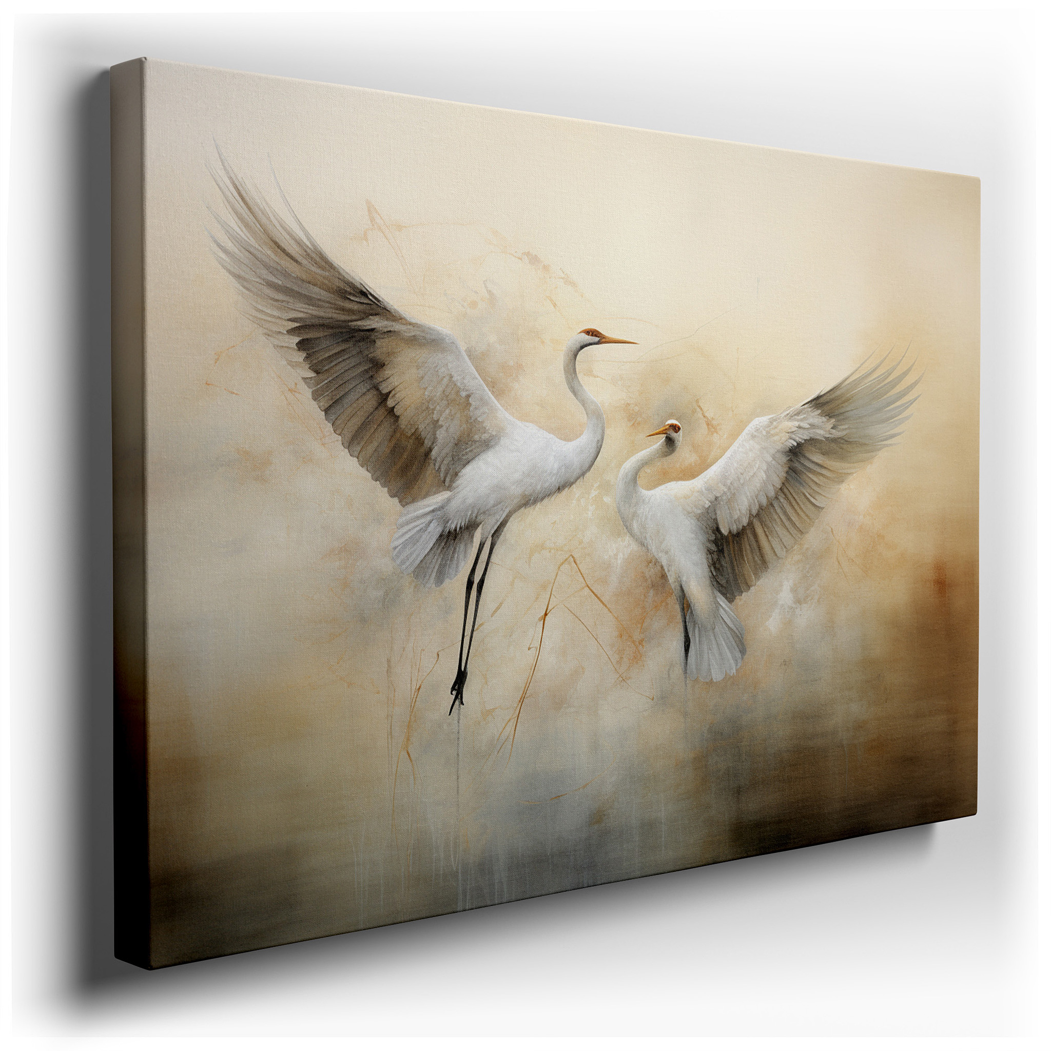 Elegant Cranes Soaring, A Peaceful Blend of Beauty and Calmness - Large Wall Art, Canvas Wall Art, Wall Decor for