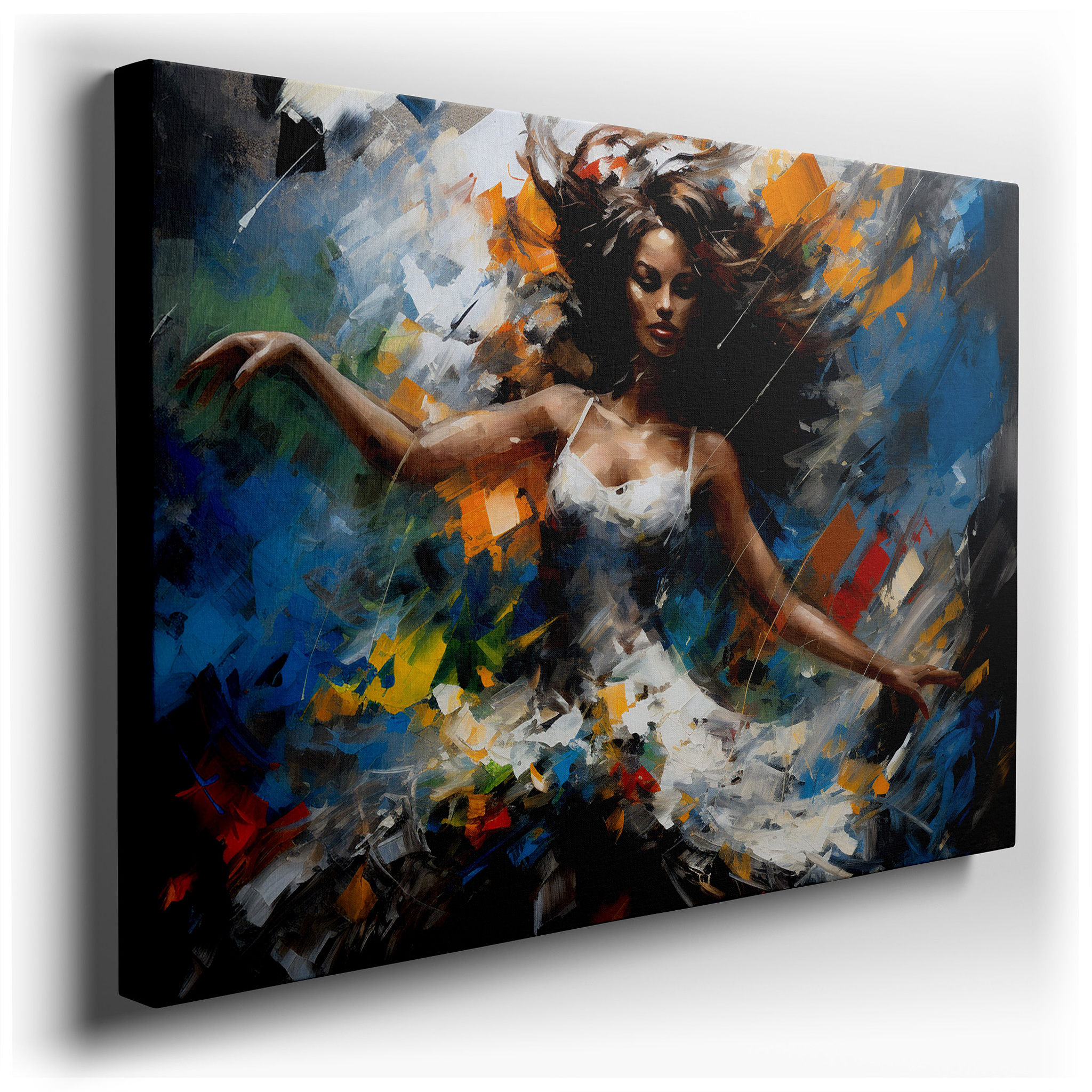 Elegant Dancer in Motion: A Vibrant Tribute to Artistic Liberty and Emotional Expression - Large Wall Art, Canvas Wall