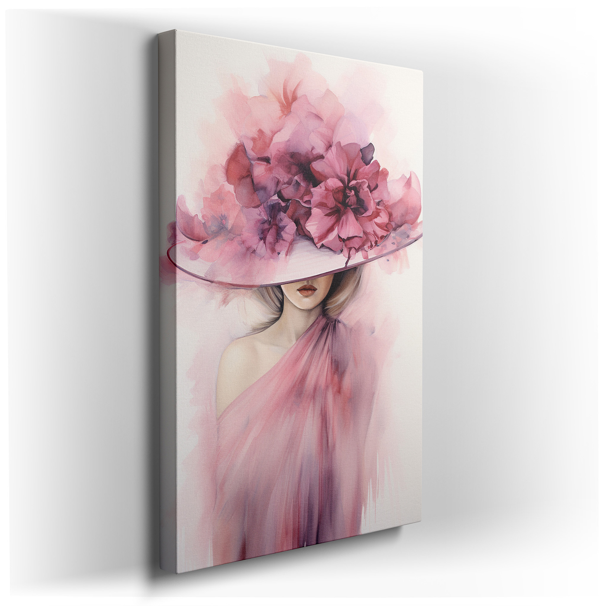 Elegant Floral Hat Canvas Wall Art: Perfect for Office, Bedroom, and Living Room Decor wrapped canvas - main product