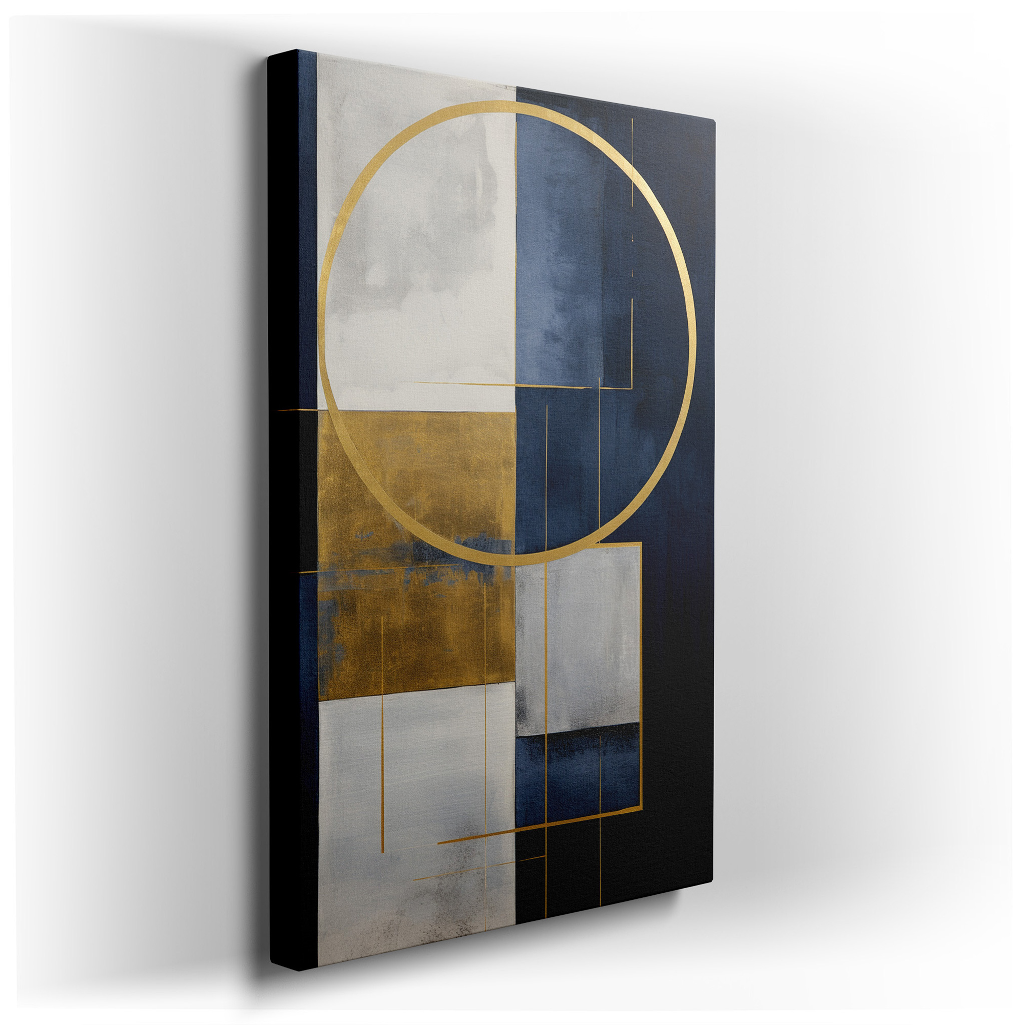 Elegant Gold and Navy Geometric Patterns on a Textured Gradient Background for a Dynamic and Sophisticated Visual