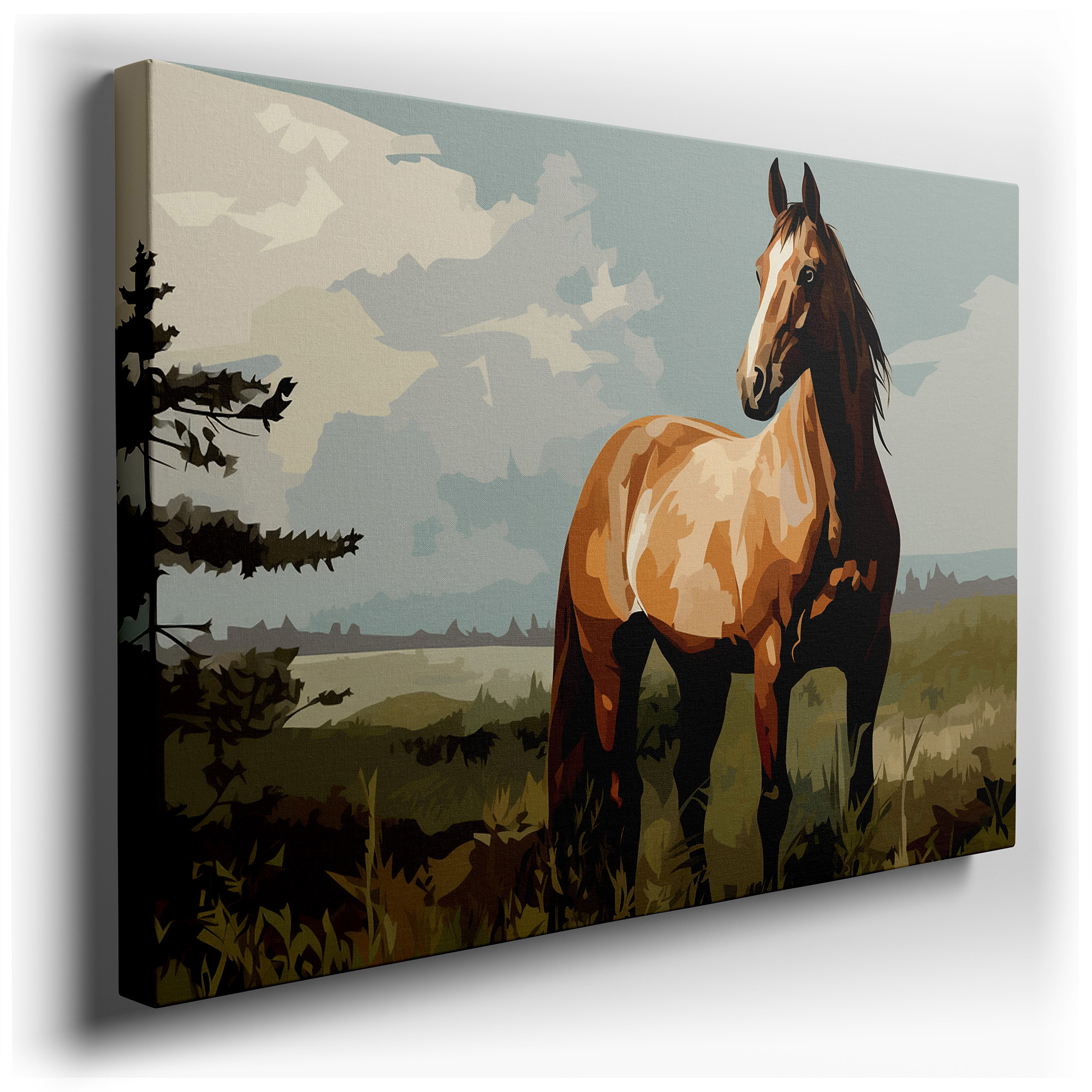 Elegant Horse in Natural Beauty, Equine Elegance and Peaceful Scenery Large Wall Art, Canvas Wall Art, Wall Decor,
