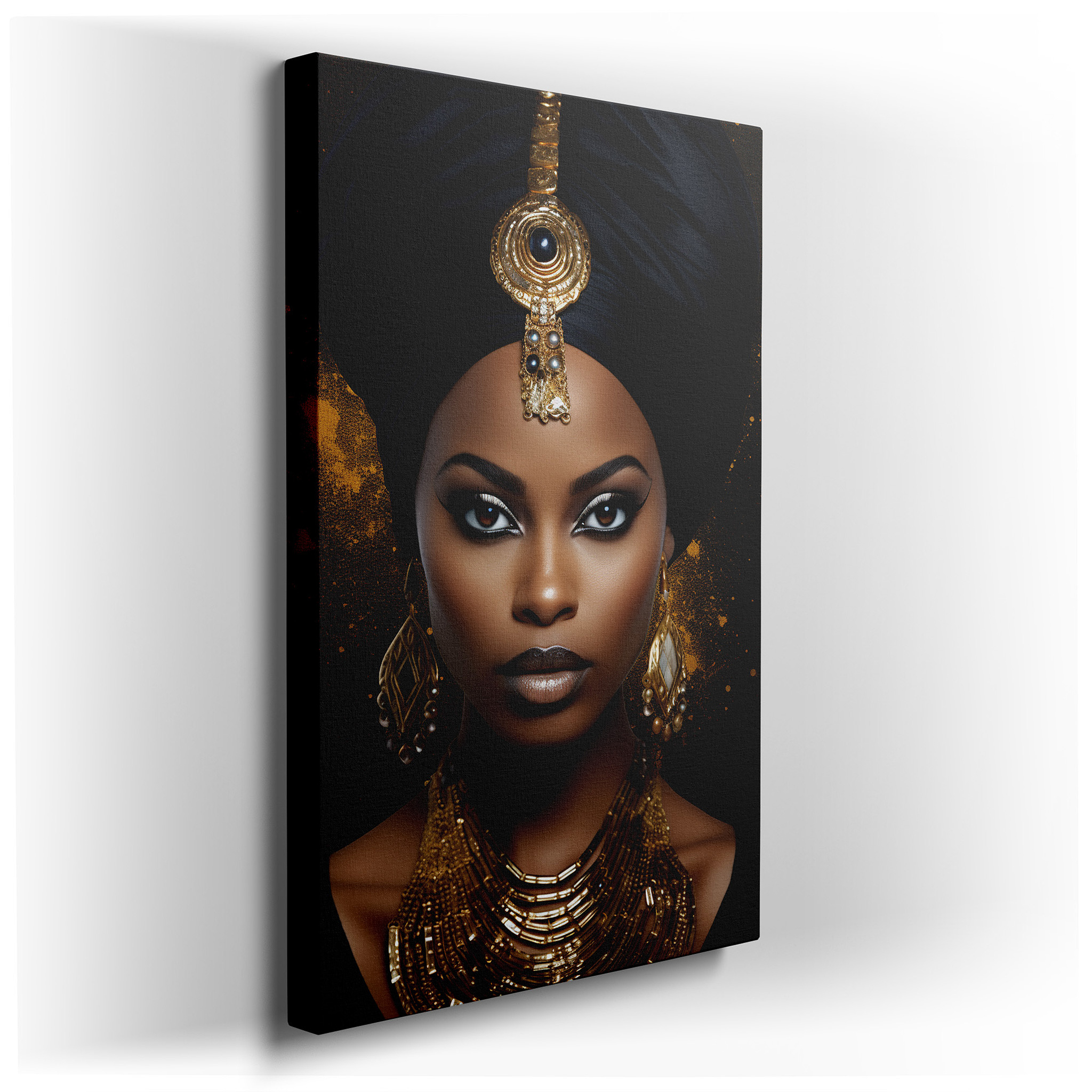 Elegant Lady Cloaked in Gold, Symbolizing Cultural Legacy and Pride - Large Wall Art, Canvas Wall Art, Wall Decor for
