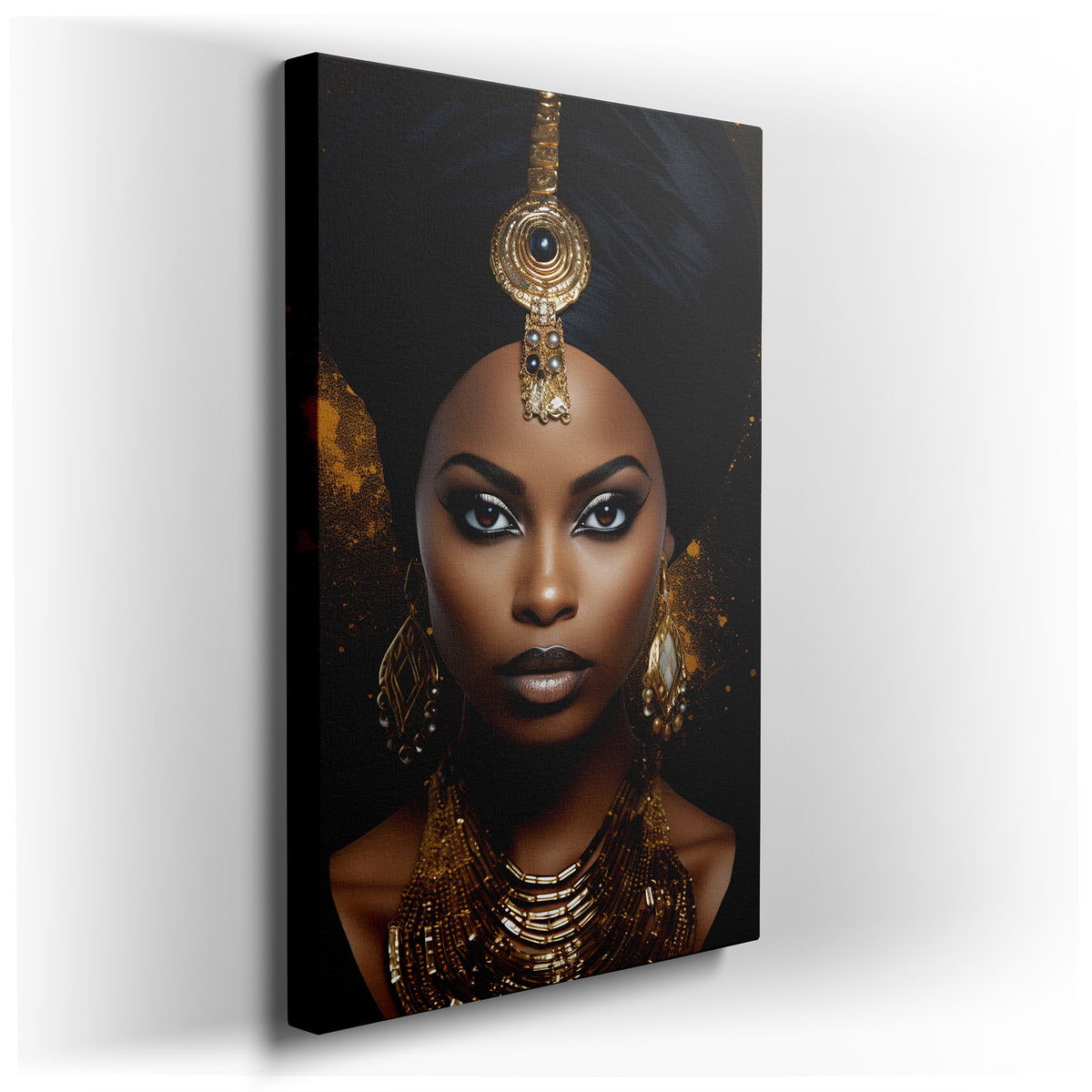 Elegant Lady Cloaked in Gold Canvas Art