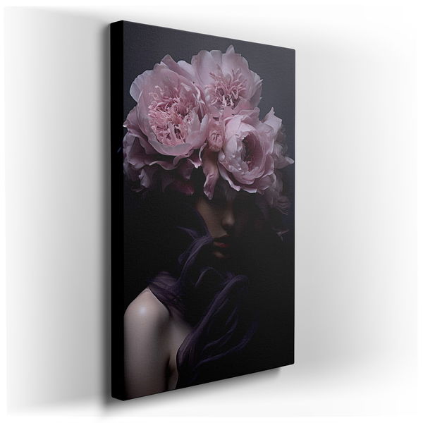 Elegant Pink Floral Crown - Canvas Wall Art