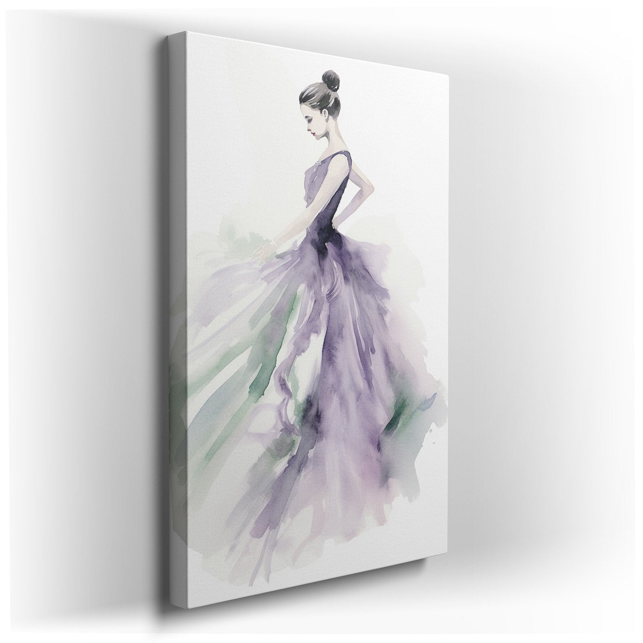 Elegant Purple Grace - Watercolor Light and Shadow Dance Large Wall Art, Canvas Decor for Office and