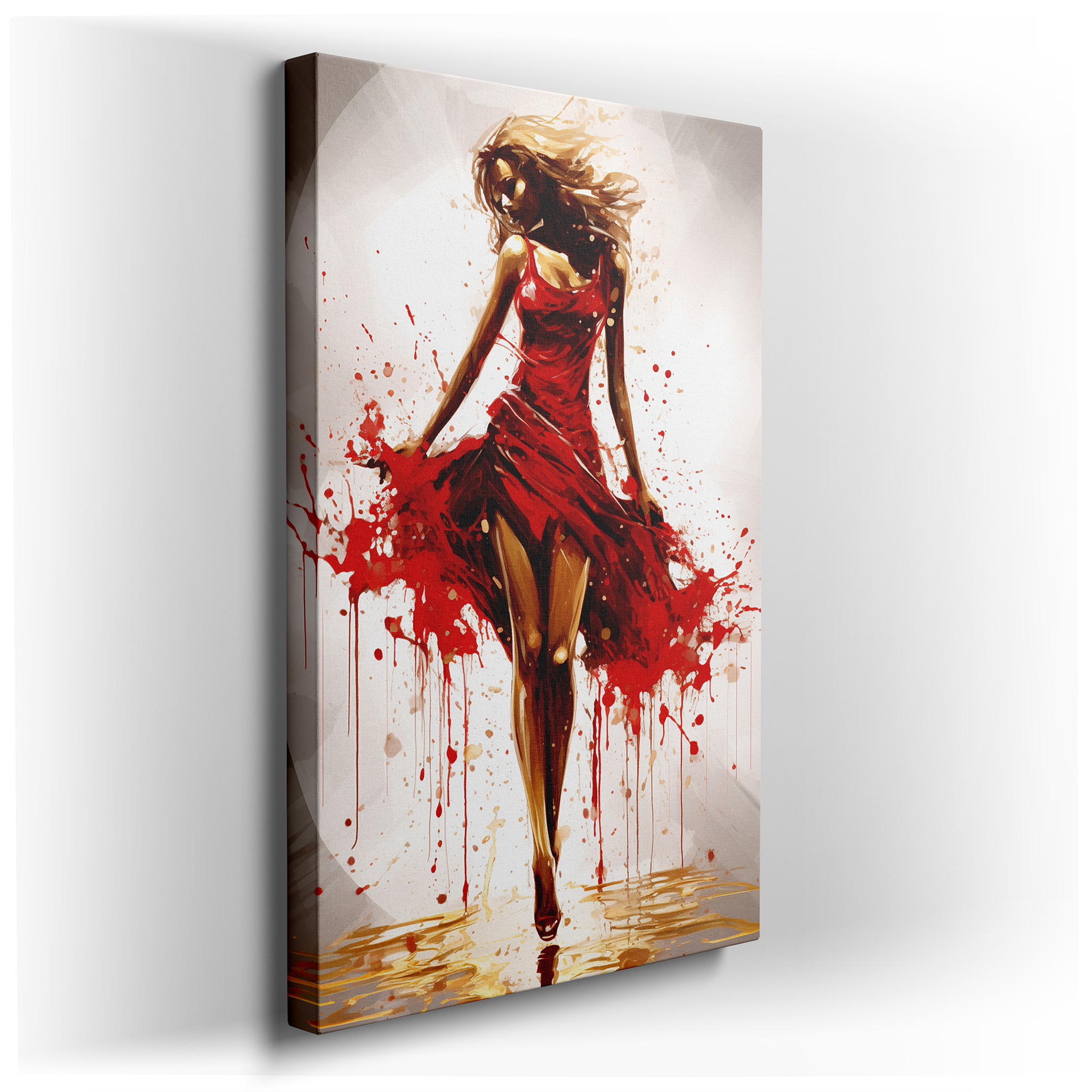 Elegant Red Captivation: A Symbol of Feminine Strength and Creative Energy - Large Wall Art, Canvas Wall Art, Wall