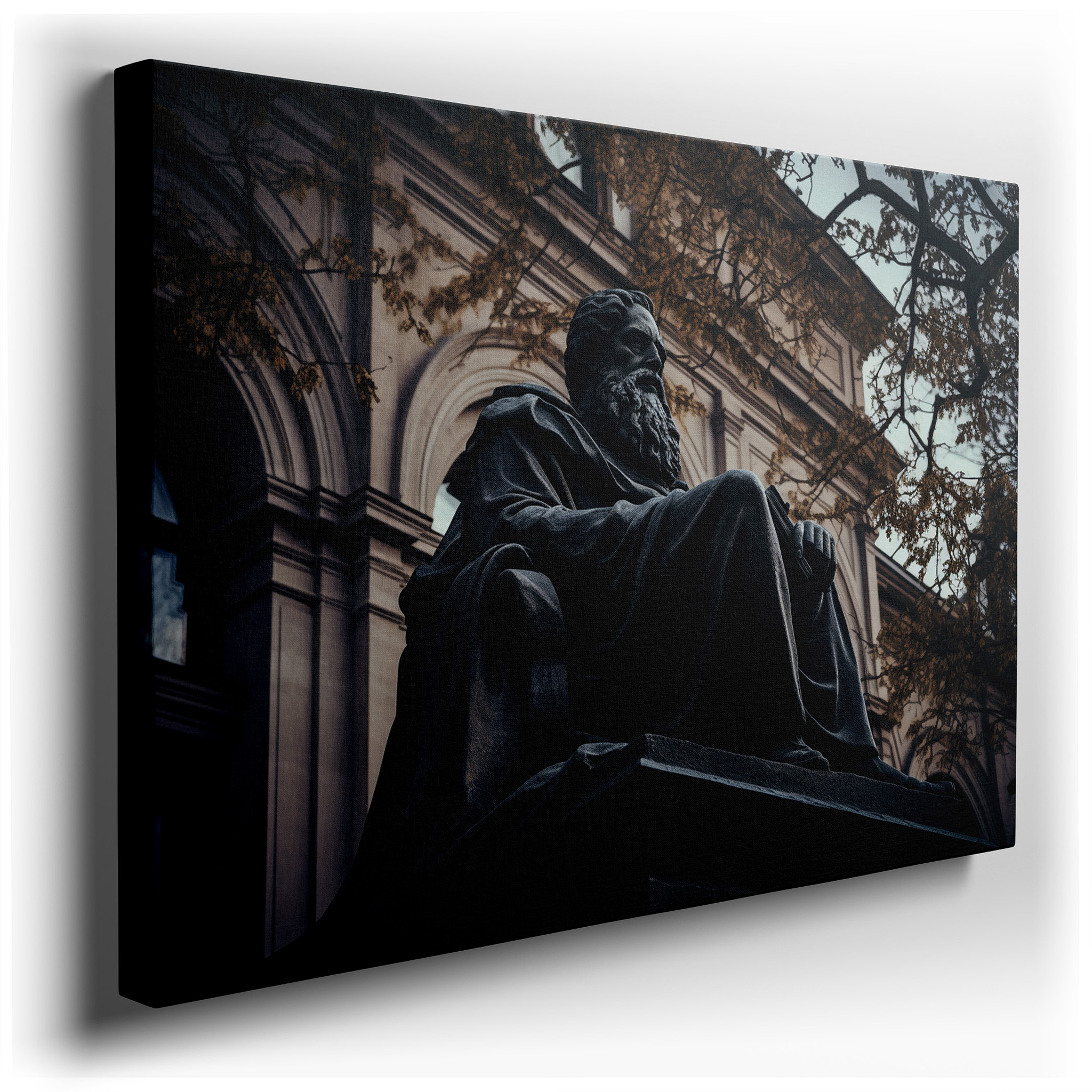 Elegant Scholarly Reflections: Large Canvas Wall Art Featuring a Wise Philosopher, Perfect for Office or Bedroom Decor