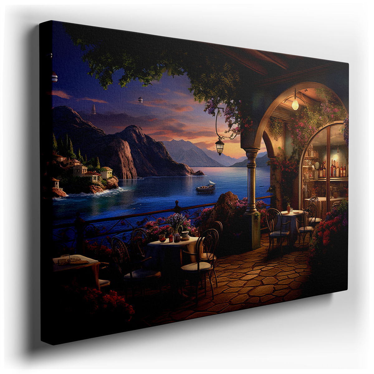 Seaside Dining at Sunset Wall Art