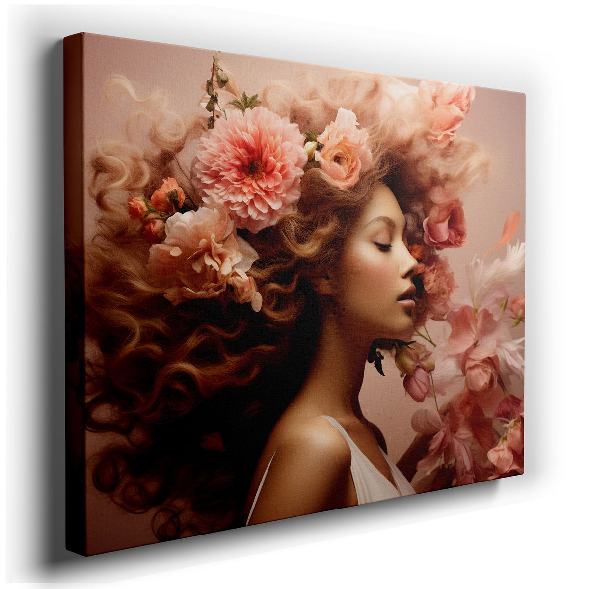 Elegant Woman Floral Canvas Art for Bedroom & Living Room