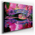 Enchanted Bridge Surrounded by Vibrant Trees - Abstract Canvas Wall Art