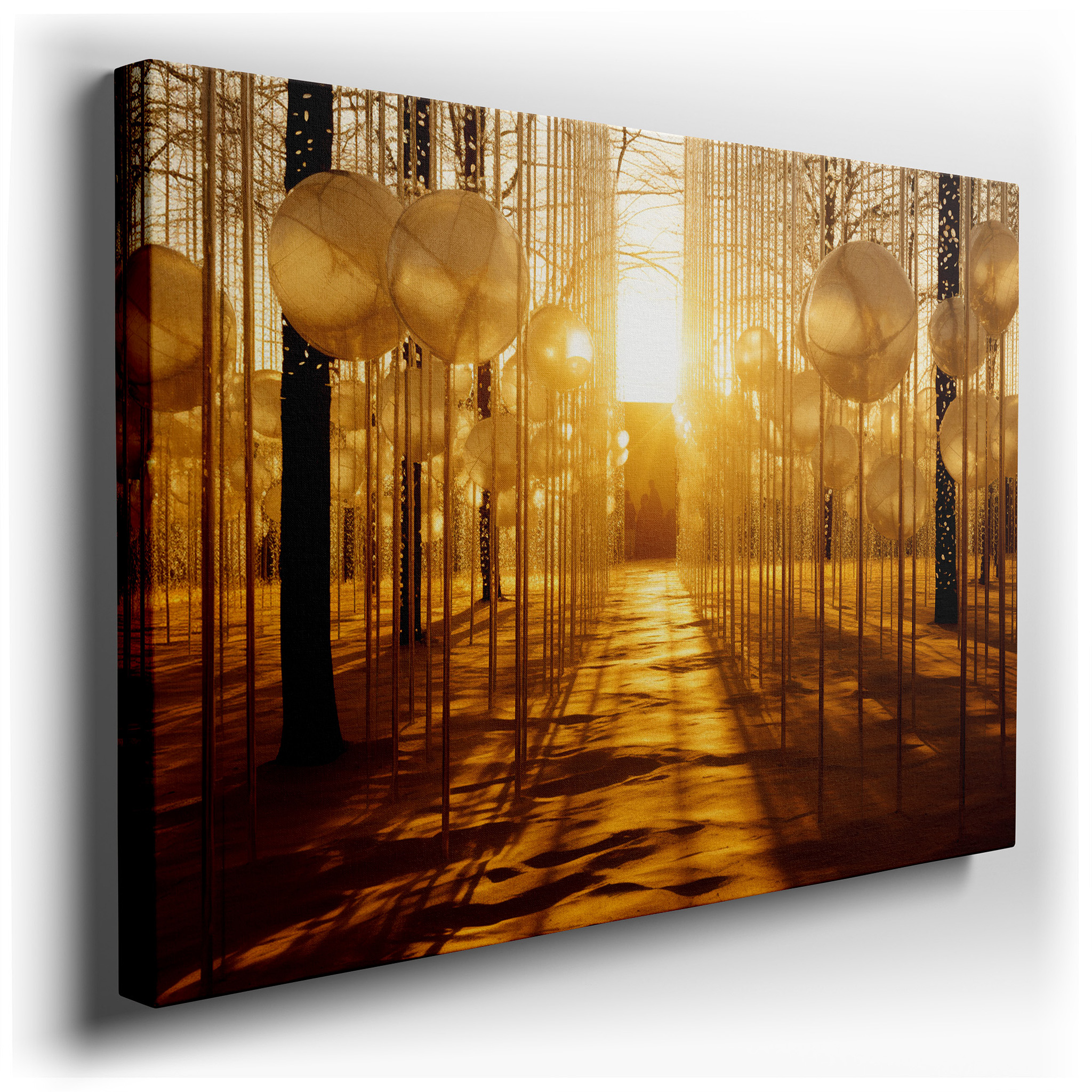 Enchanted Forest and Abstract Light Fusion: Innovative Nature - Themed Large Wall Art for Offices and Bedrooms wrapped