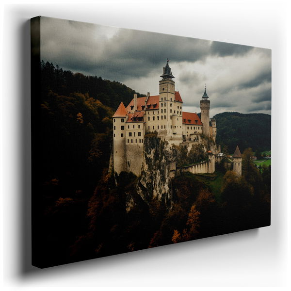 Enchanted Hillside Castle - Autumn Colors Canvas Wall Art