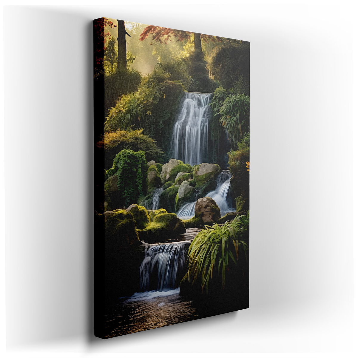Enchanted Waterfall Oasis - Nature's Tranquility Canvas Wall Art