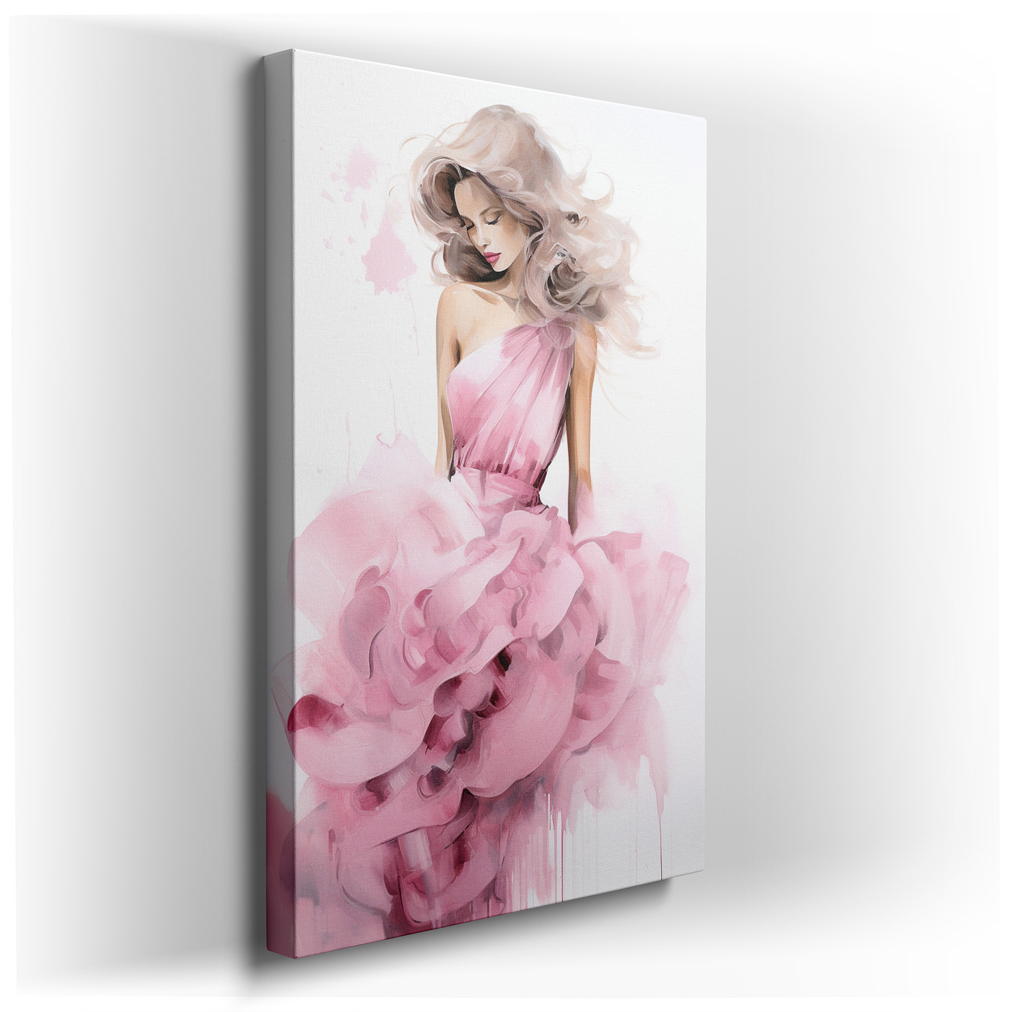 Enchanting Muse in Pink: Celebrating Femininity and Modern Fashion with Abstract Expressionist Large Canvas Wall Art