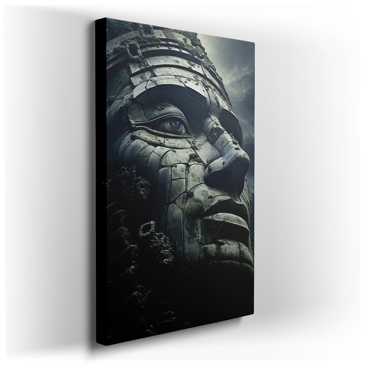Enchanting Stone Face - Textured Canvas Wall Art