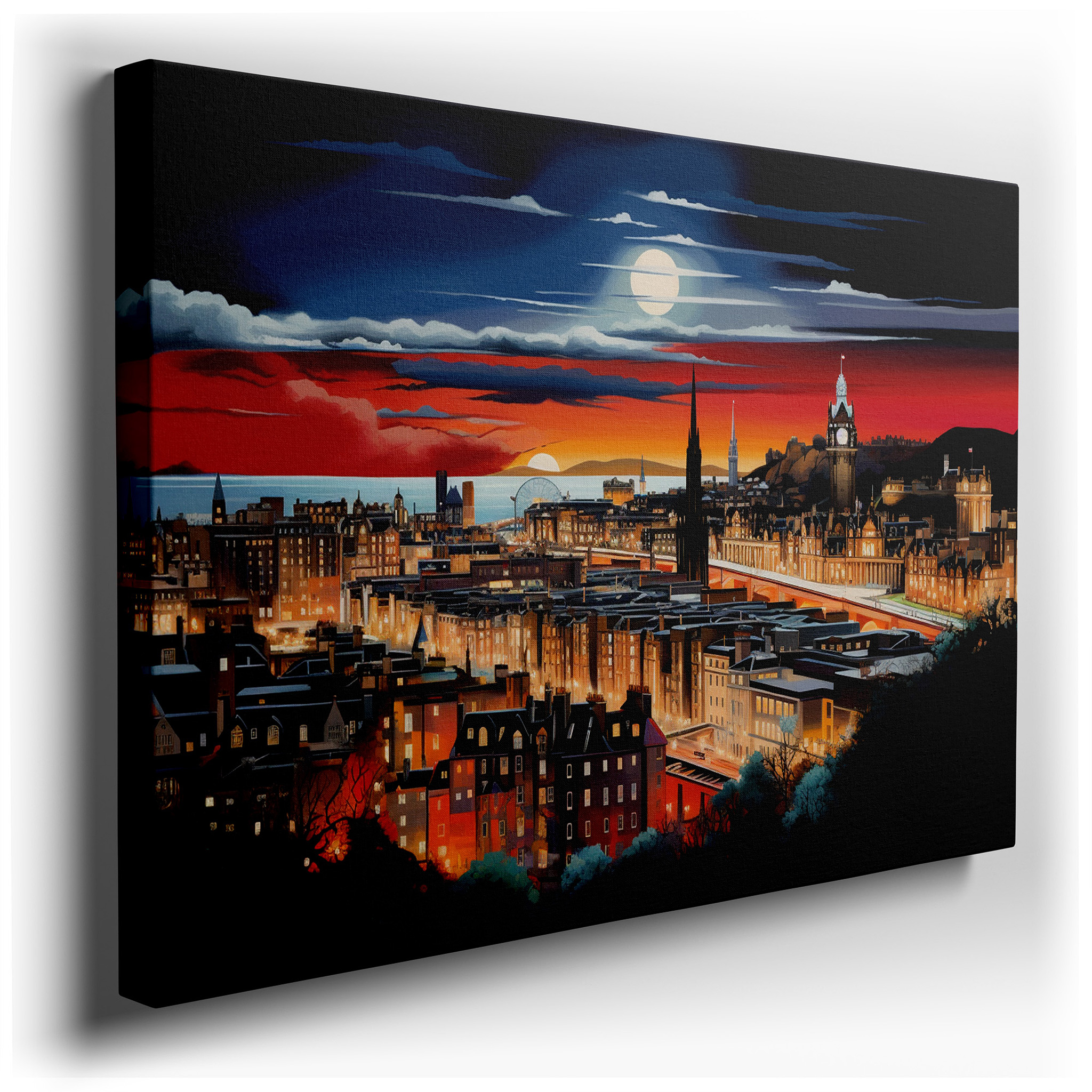 Enchanting Sunset Above Edinburgh's Historic Skyline Wall Art, Large Canvas Print, Home and Office Decor, Suitable for