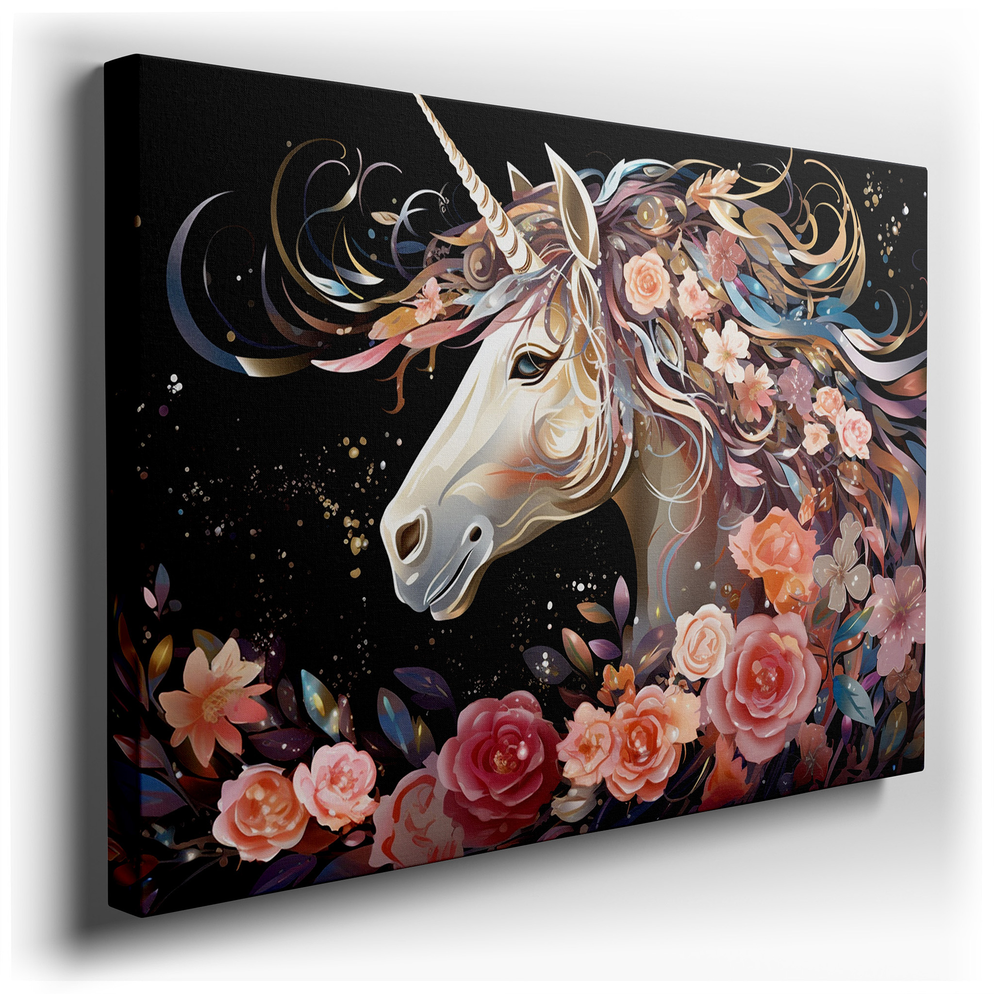 Enchanting Unicorn in a Mystical World, Vibrant and Fantastical Large Wall Art, Canvas Wall Art, Wall Decor for Office