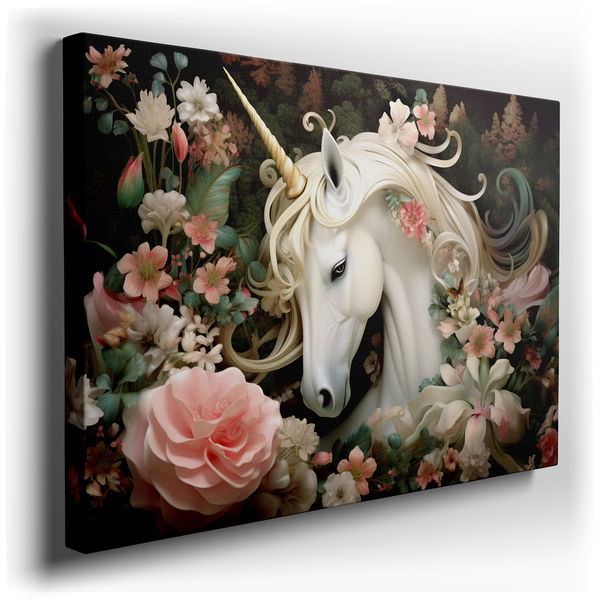 Enchanting Unicorn in a Vibrant Spring Garden Wall Art