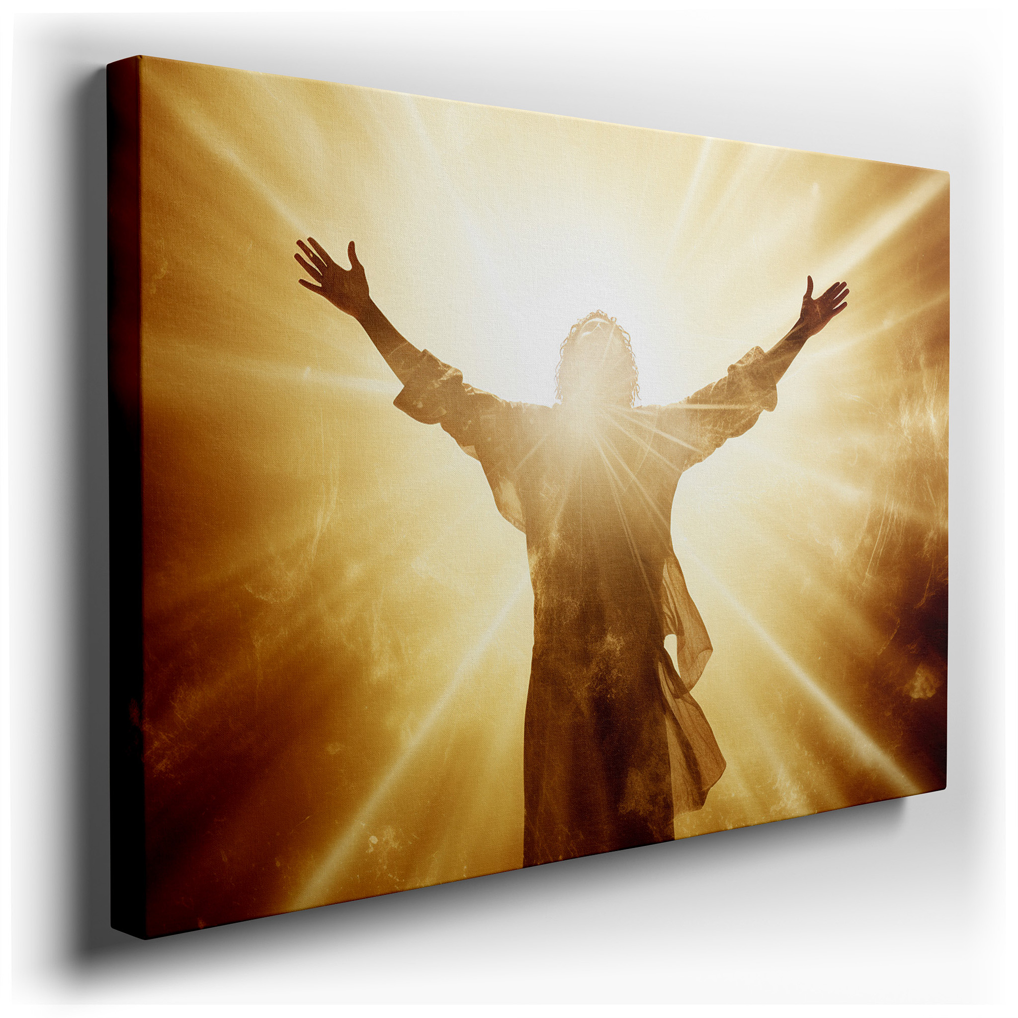 Enlightened Being in Golden Radiance - Emblem of Spiritual Awakening and Enlightenment, Large Wall Art, Canvas Wall