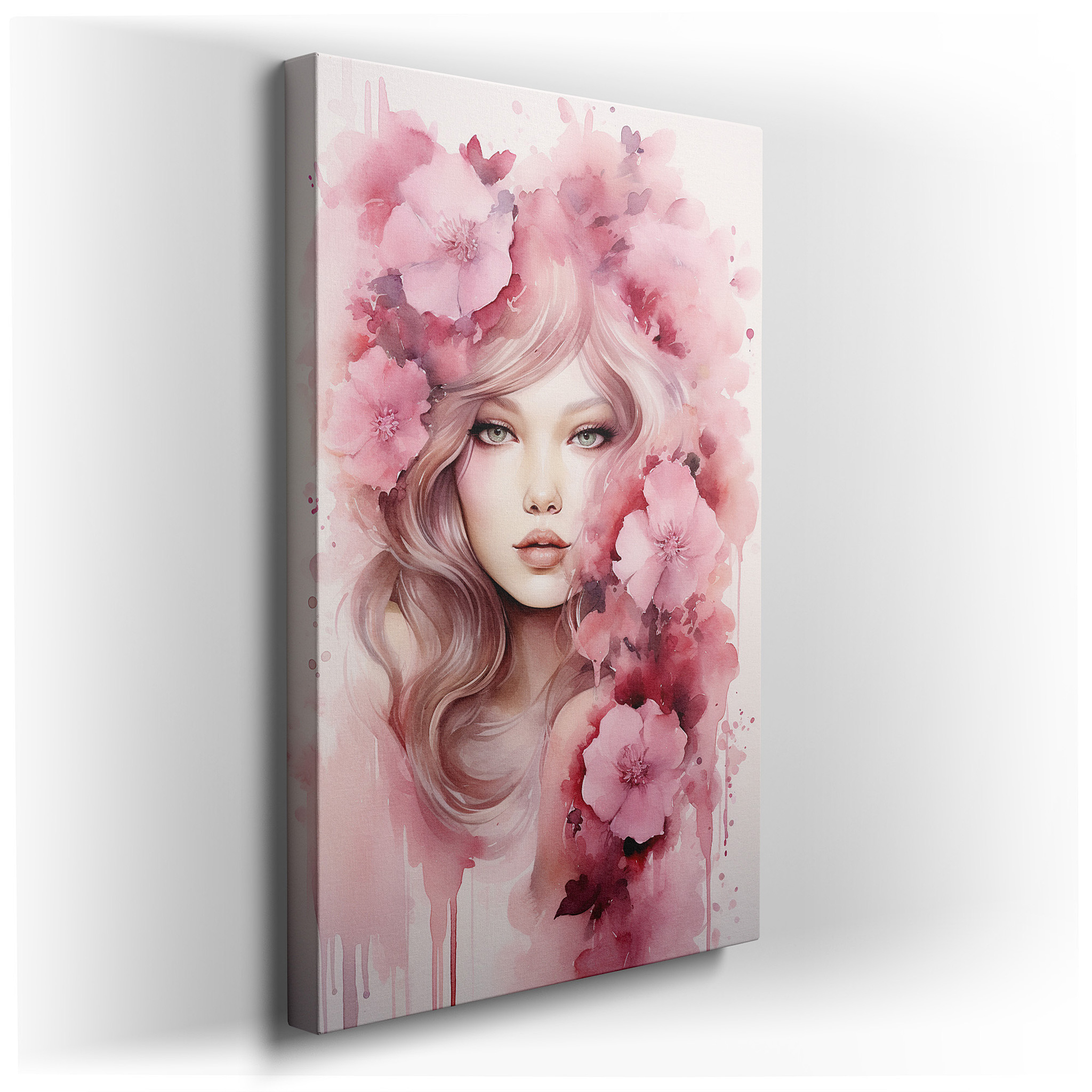 Ethereal Blossoms: A Serene Fusion of Feminine Elegance and Natural Charm - Large Wall Art, Canvas Wall Art, Wall Decor