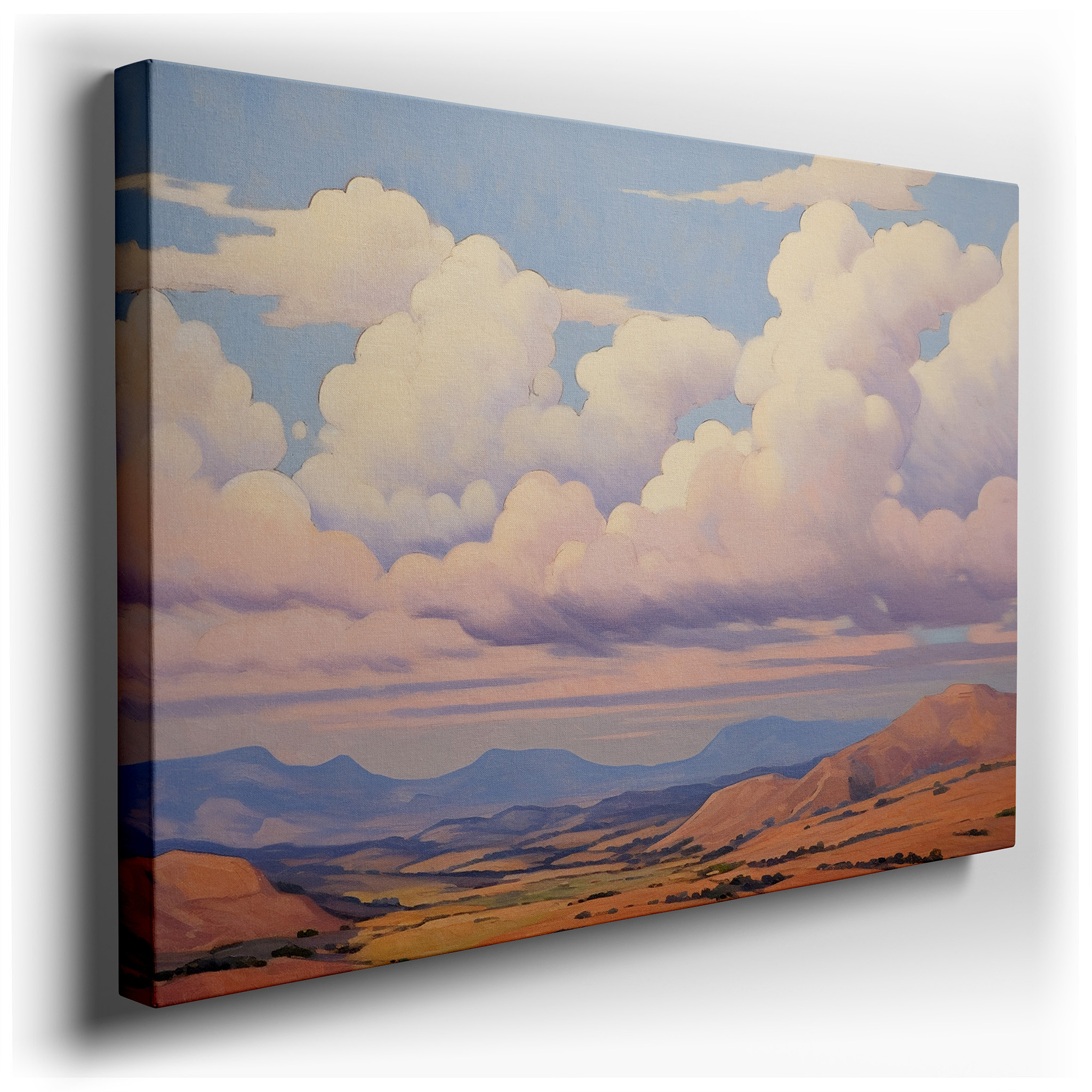 Ethereal Clouds and Gentle Mountains Tranquil Landscape Large Wall Art, Canvas Wall Art, Wall Art Decor for Office,