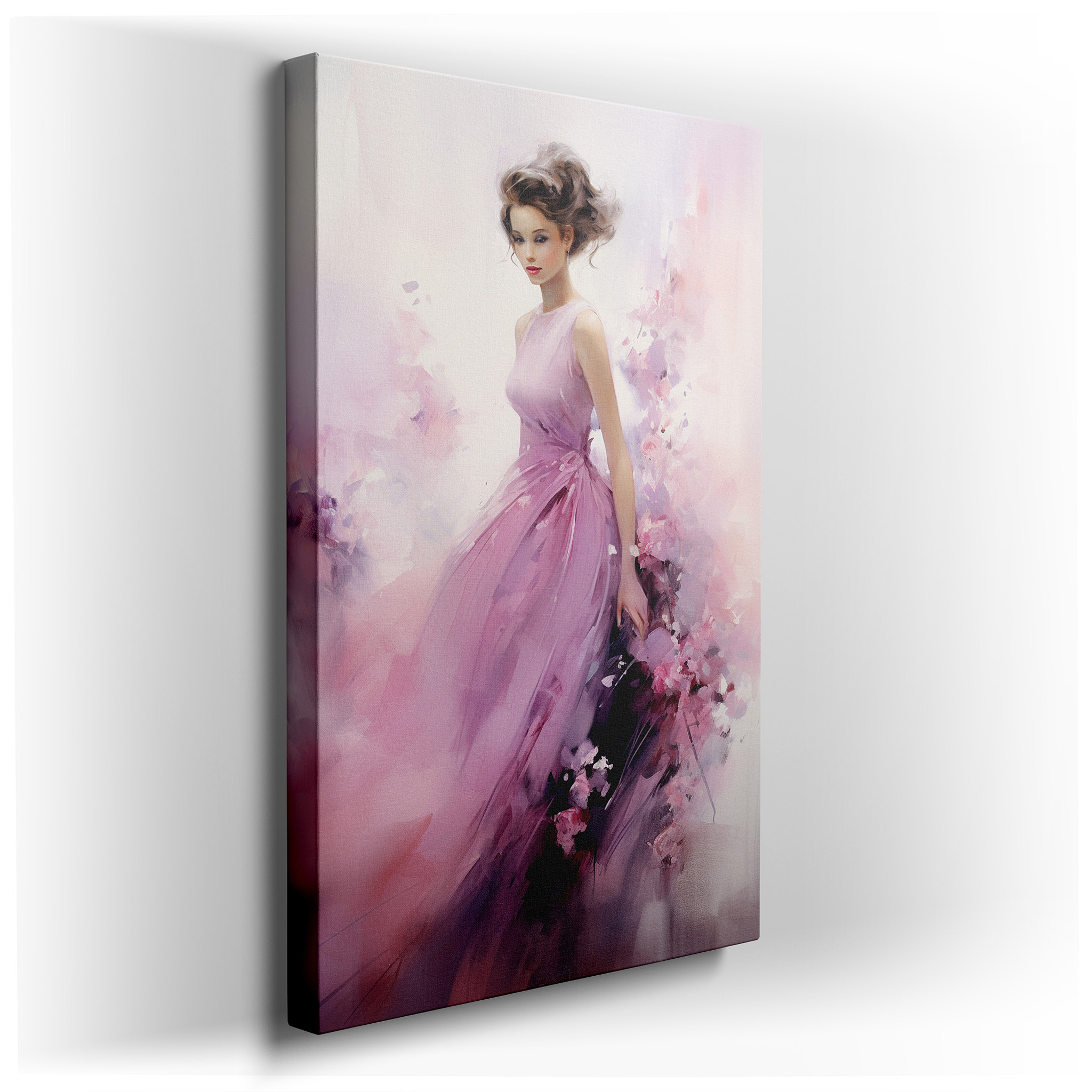 "Ethereal Grace" - A Tranquil Fusion of Femininity and Nature in Gentle Pastel Shades, Large Wall Art, Canvas Wall Art,