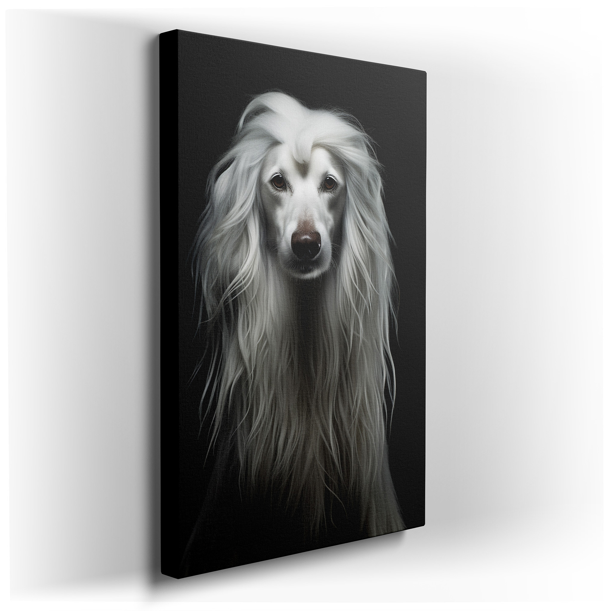 Ethereal Majesty: Dreamy Long - Haired Dog Large Wall Art for Office, Bedroom, and Living Room Decor wrapped canvas -