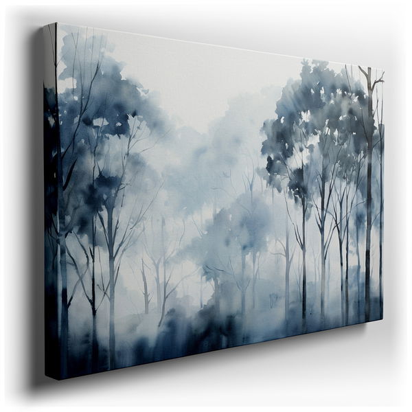 Ethereal Mists - Serene Watercolor Landscape Canvas Wall Art