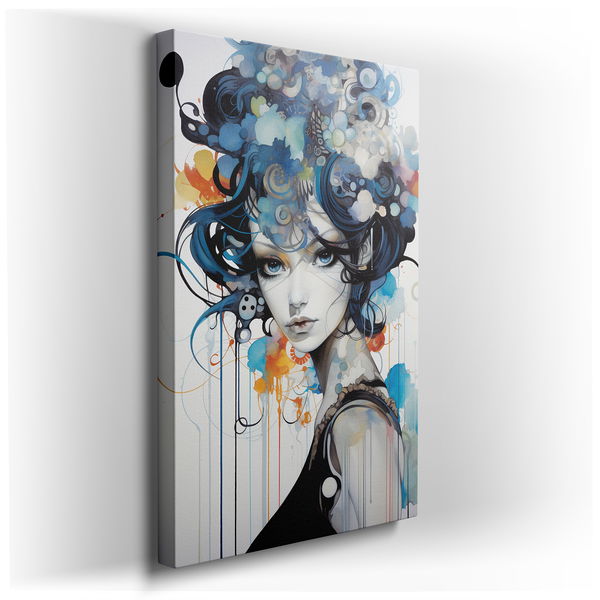 Ethereal Woman Portrait - Abstract Colors Canvas Wall Art