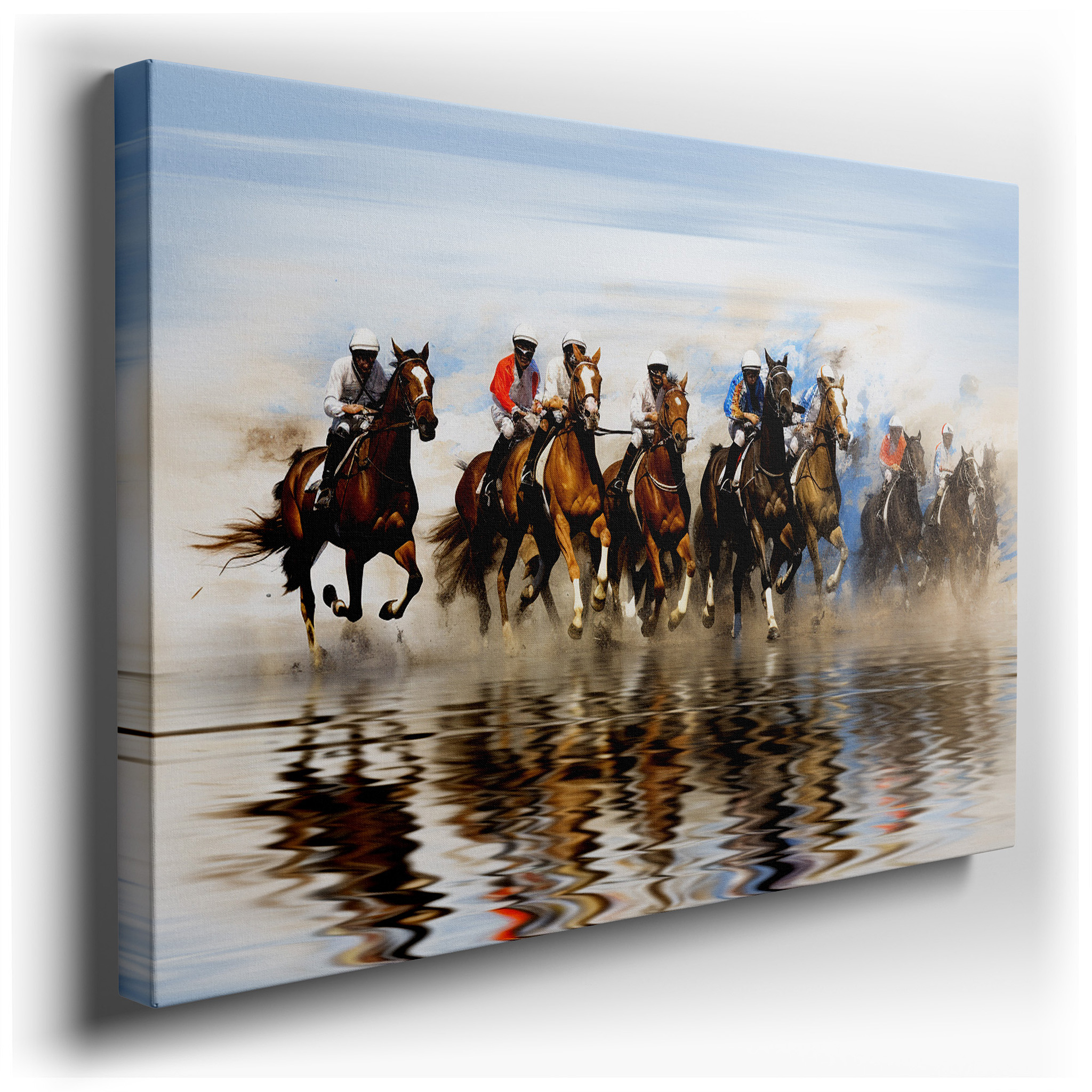 Exciting Horse Race Wall Art Showcasing Competitive Spirit and Equestrian Enthusiasm, Perfect for Office, Living Room,