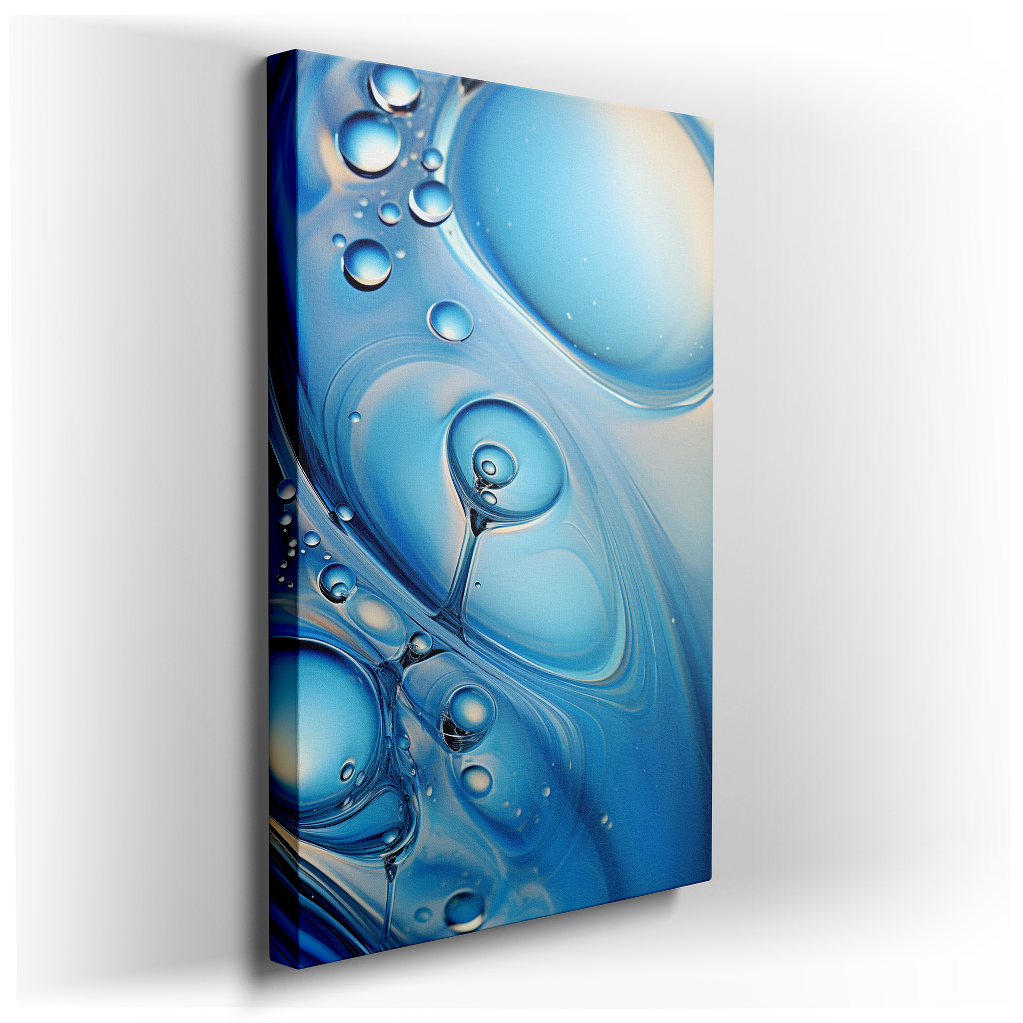 Exploring Aquatic Blues: Abstract Water Essence with Dynamic Textures and Luminous Light Interplay - Large Canvas Wall