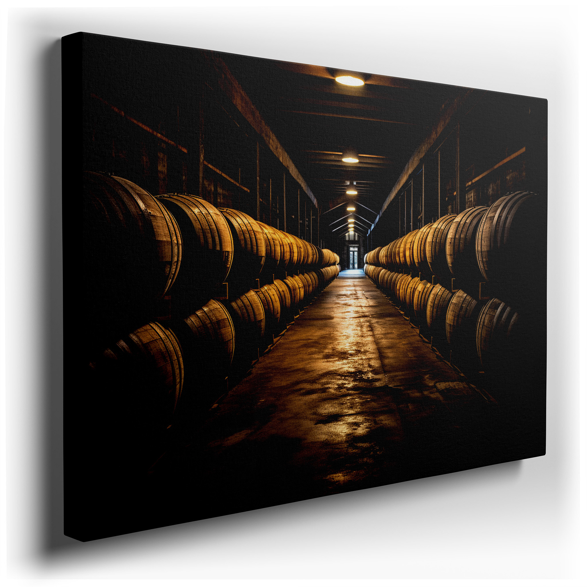 Exploring Time in a Classic Barrel Room: A Tribute to Craftsmanship and Coziness - Large Wall Art, Canvas Wall Art,