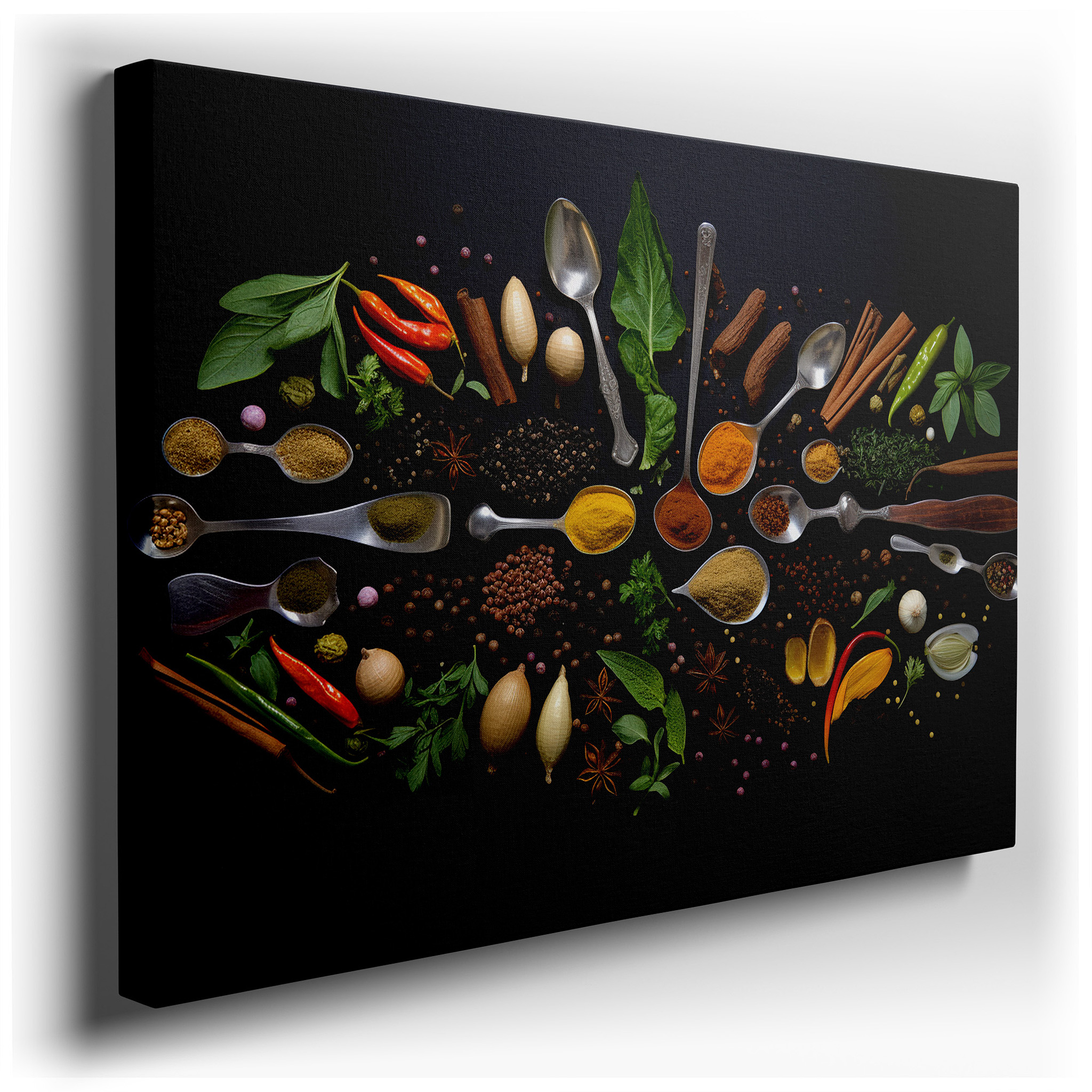 Exquisite Culinary - Themed Wall Art Featuring Spices and Herbs: Ideal for Office, Bedroom, and Home Decor wrapped