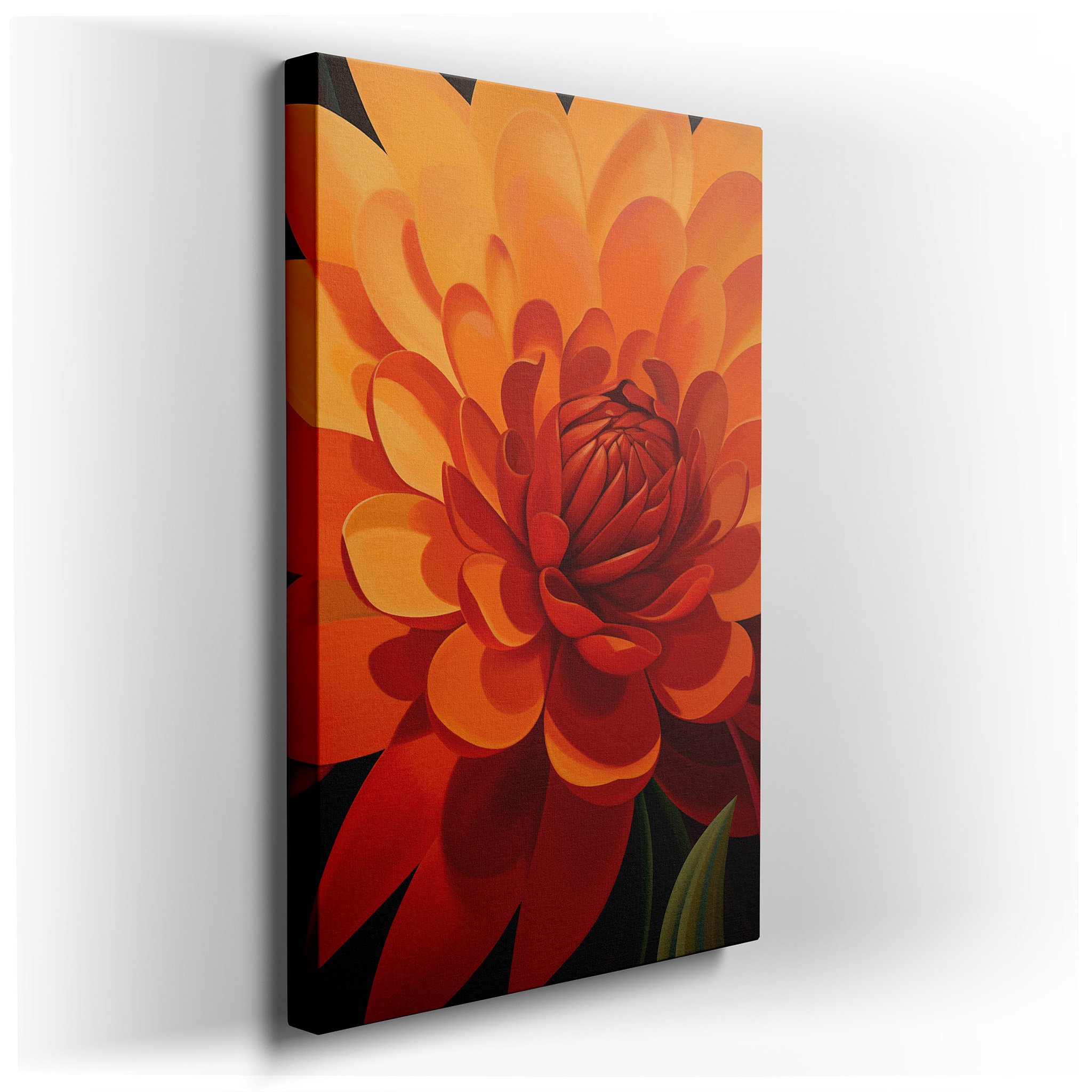 Exquisite Orange Flower Artwork Celebrating Nature's Beauty and Detail - Large Canvas Wall Decor for Offices wrapped