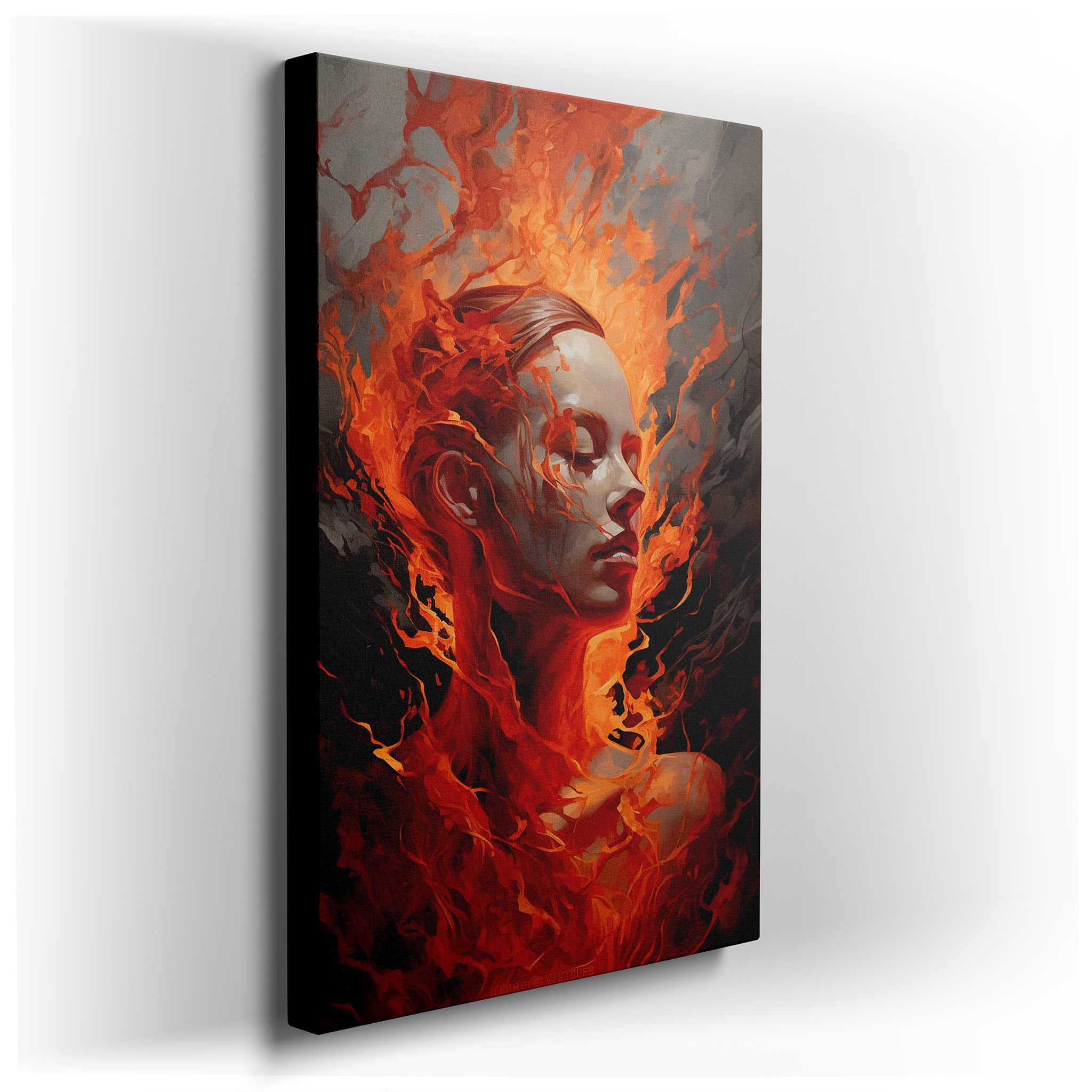 Fiery Aura of Serenity: A Vivid Depiction of Inner Strength and Transformation - Large Wall Art, Canvas Wall Art, Wall