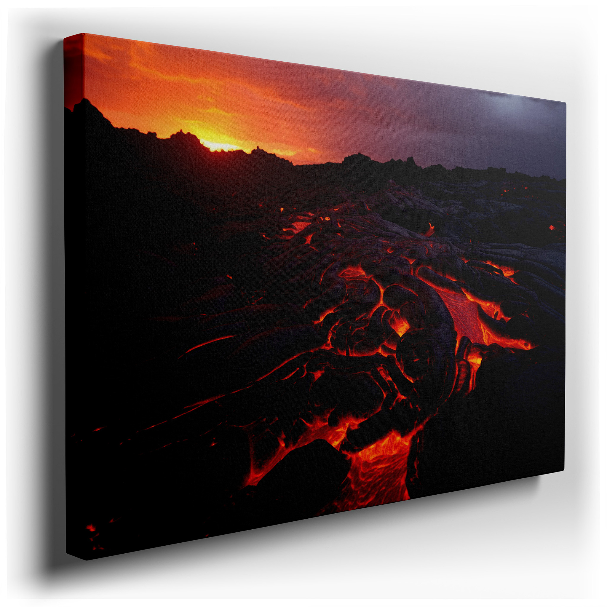 Fiery Skies and Molten Earth - A Striking Exhibition of Nature's Irresistible Power and Splendor Large Wall Art, Canvas