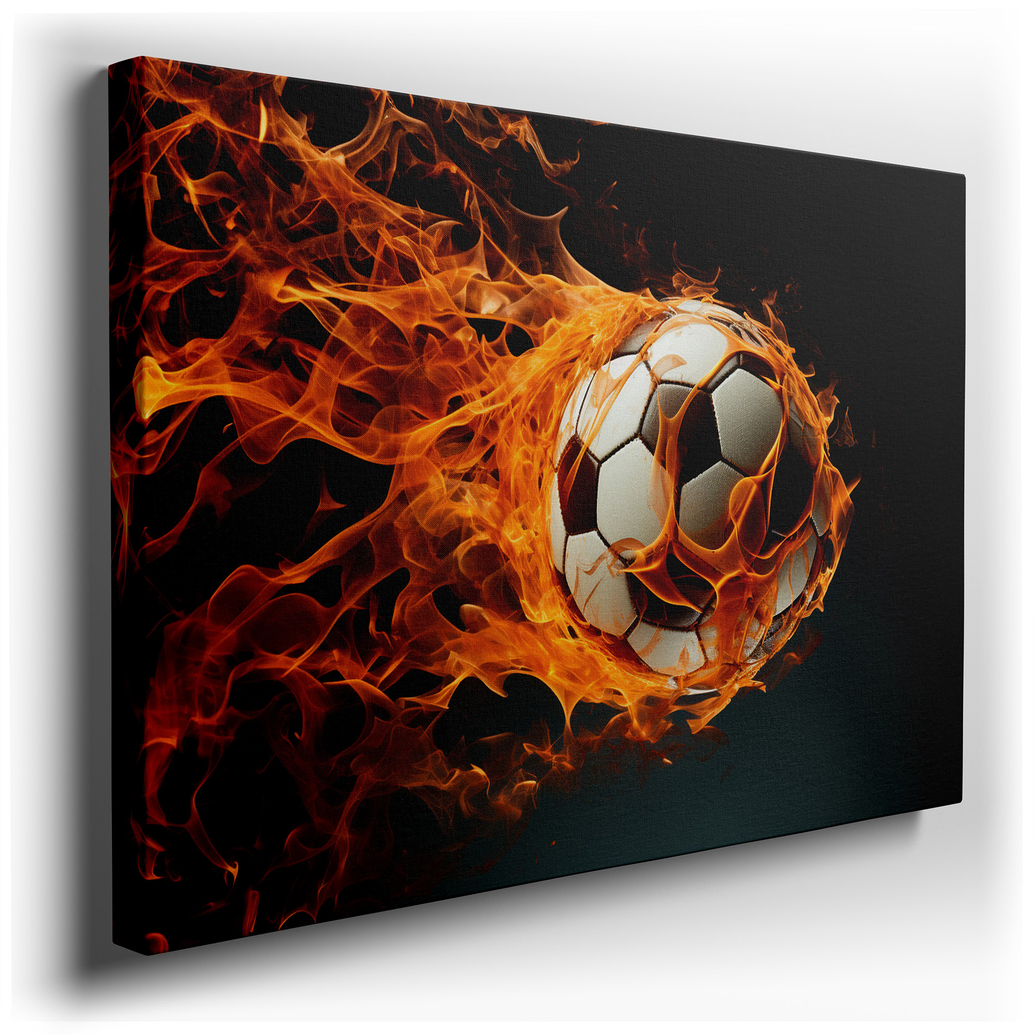 Fiery Soccer Ball Wall Art: Embodying Passion and Intensity in Sports - Ideal for Office, Bedroom, and Living Room