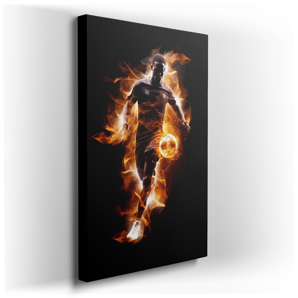Fiery Soccer Spirit - Abstract Orange and Red Canvas Wall Art