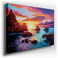 Fiery Sunset Seascape - Large Canvas Wall Art